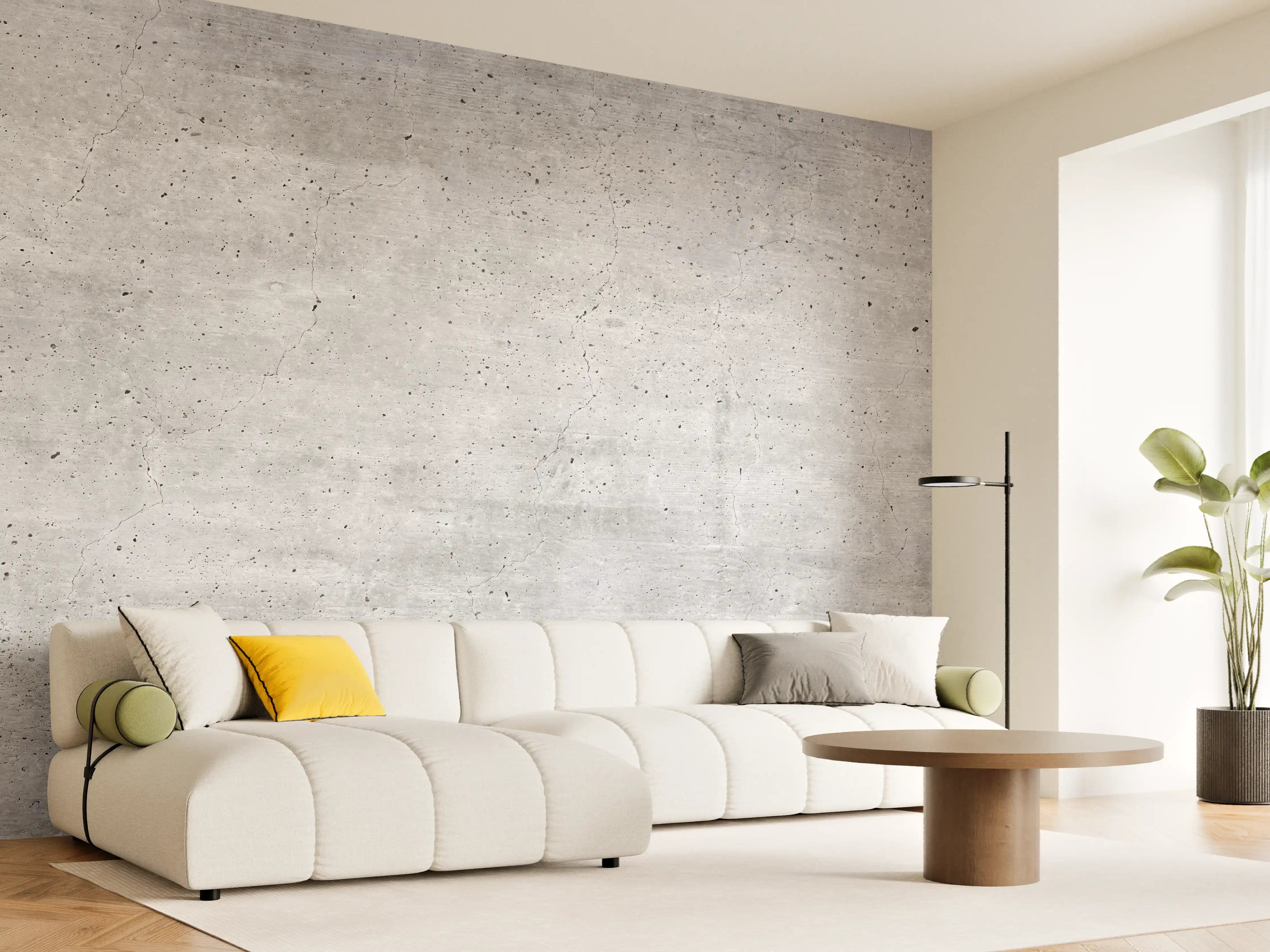 Wandverkleidung Wohnzimmer - Graue Betonwand