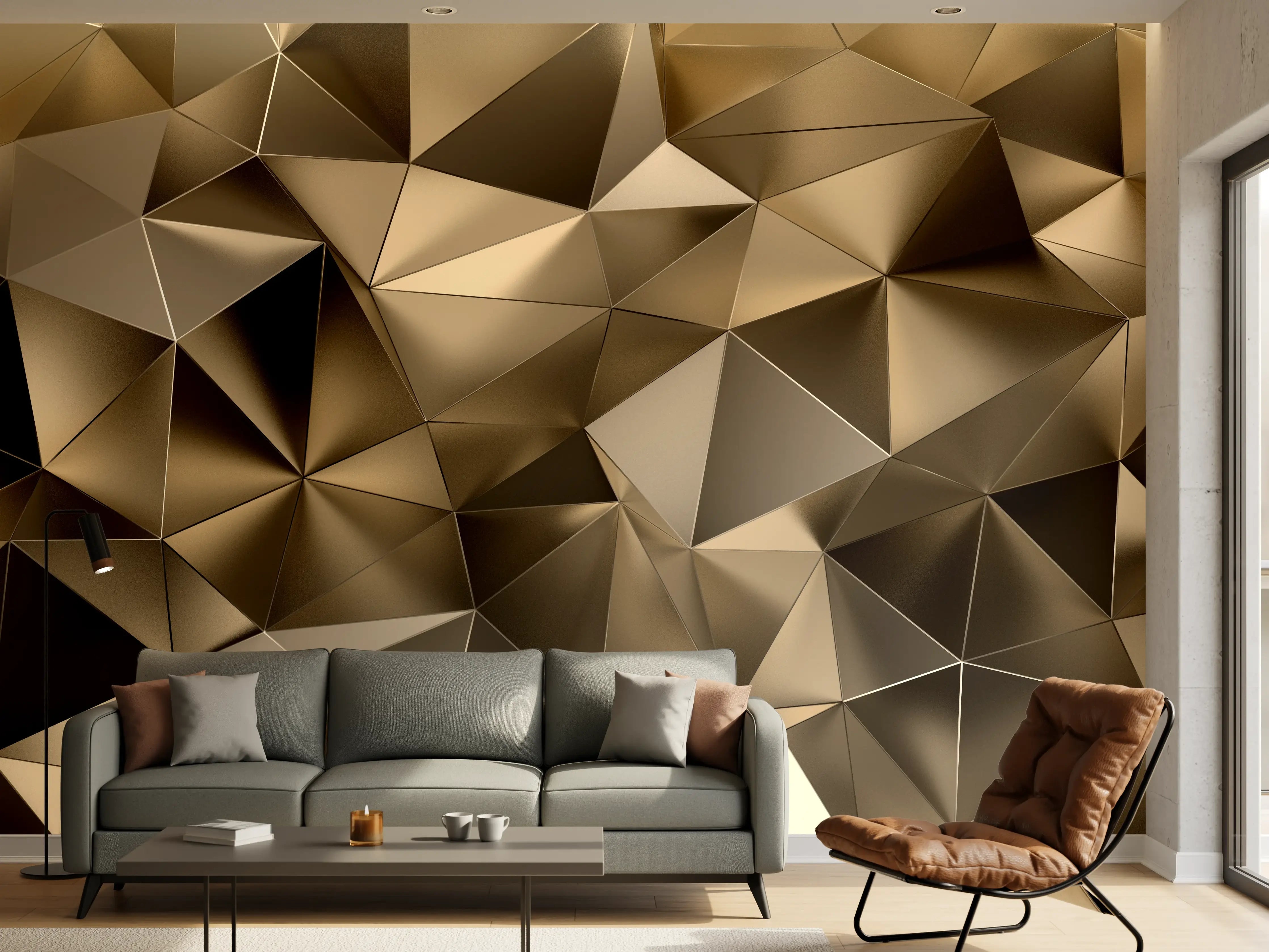 Wandverkleidung Wohnzimmer - Graue Geometrie für elegante Wände