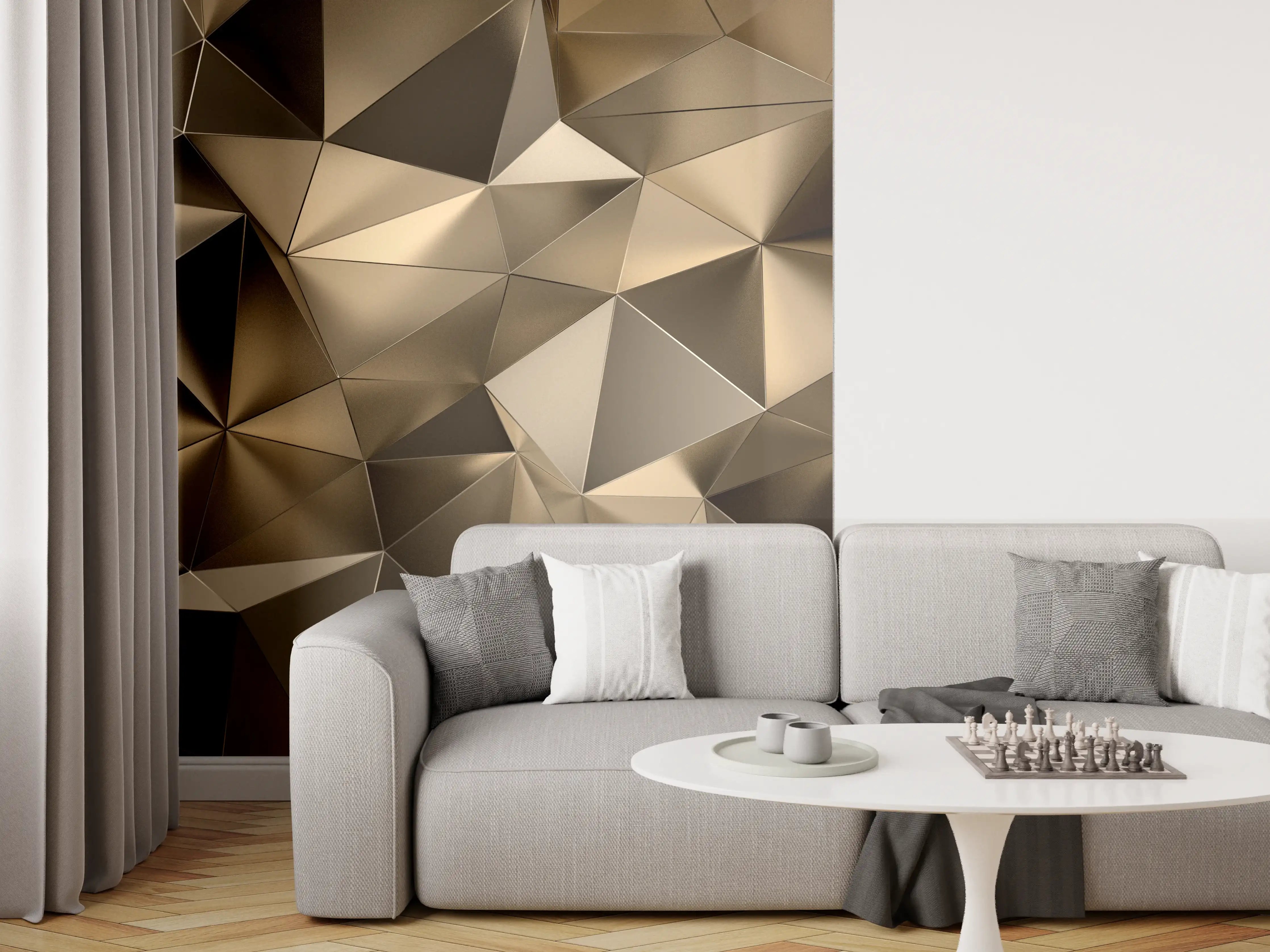 Wandverkleidung Wohnzimmer - Graue Geometrie für elegante Wände