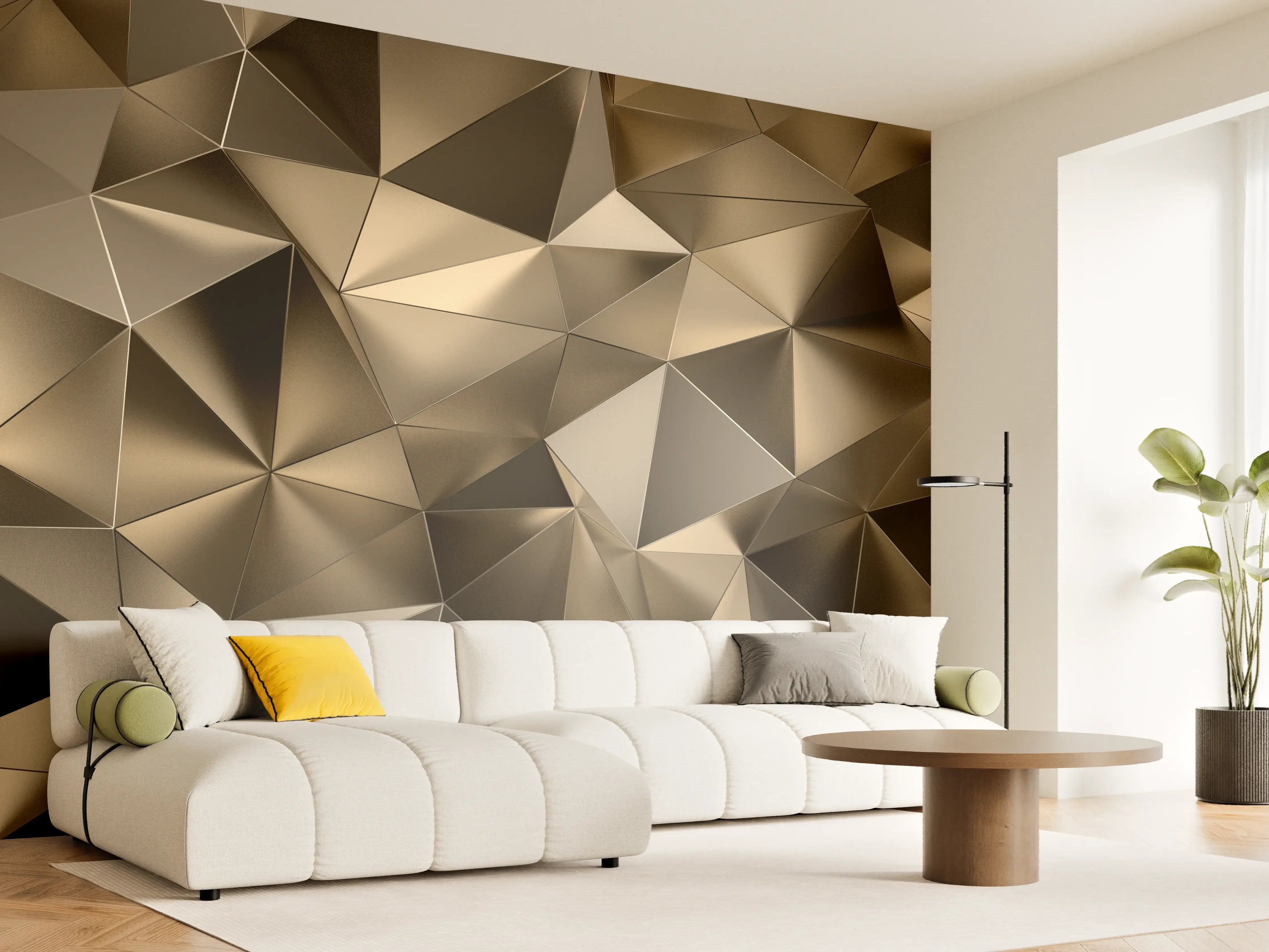 Wandverkleidung Wohnzimmer - Graue Geometrie für elegante Wände