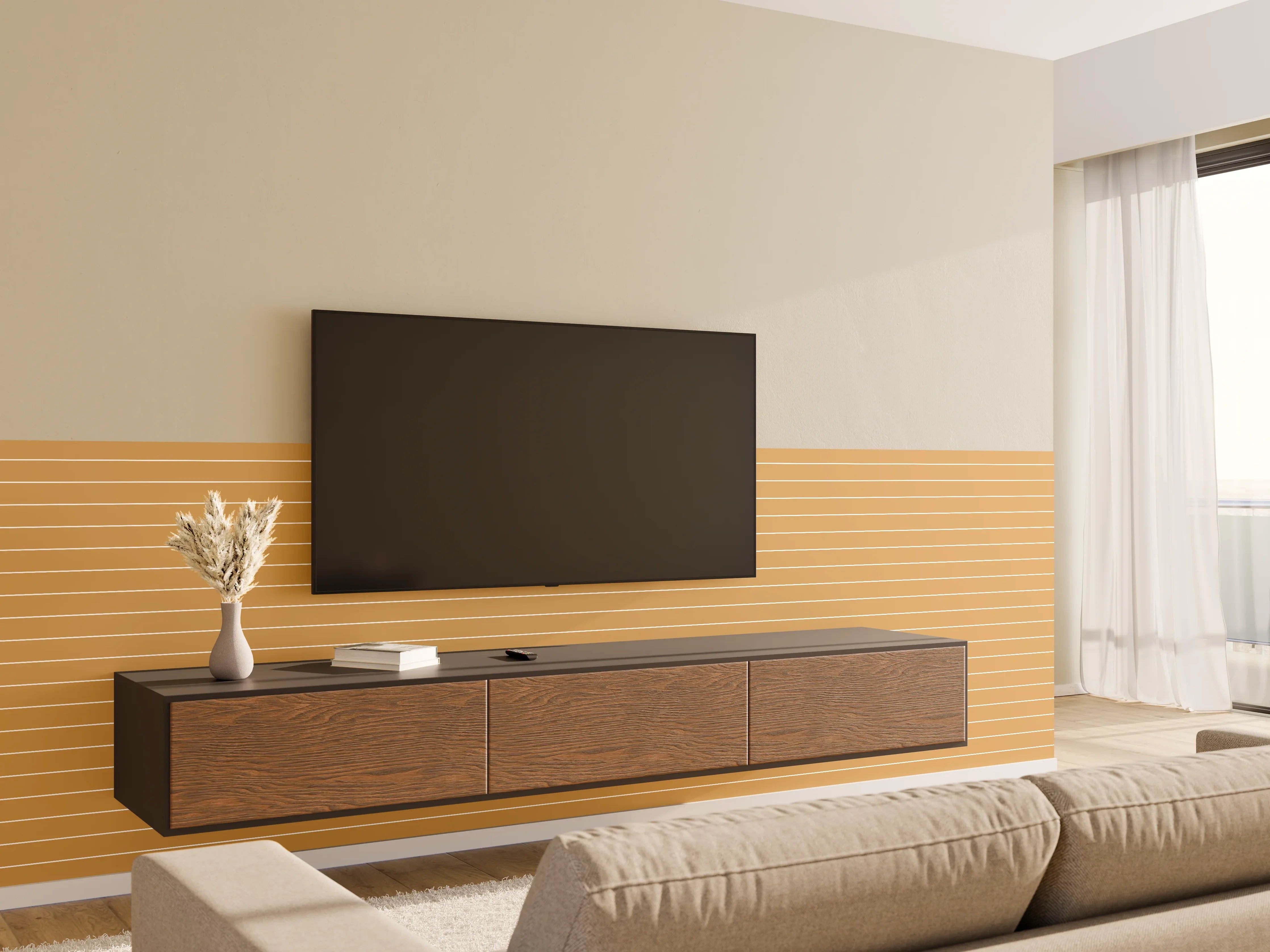 Wandverkleidung Wohnzimmer - Graue Holzoptik Fliesen für moderne Räume