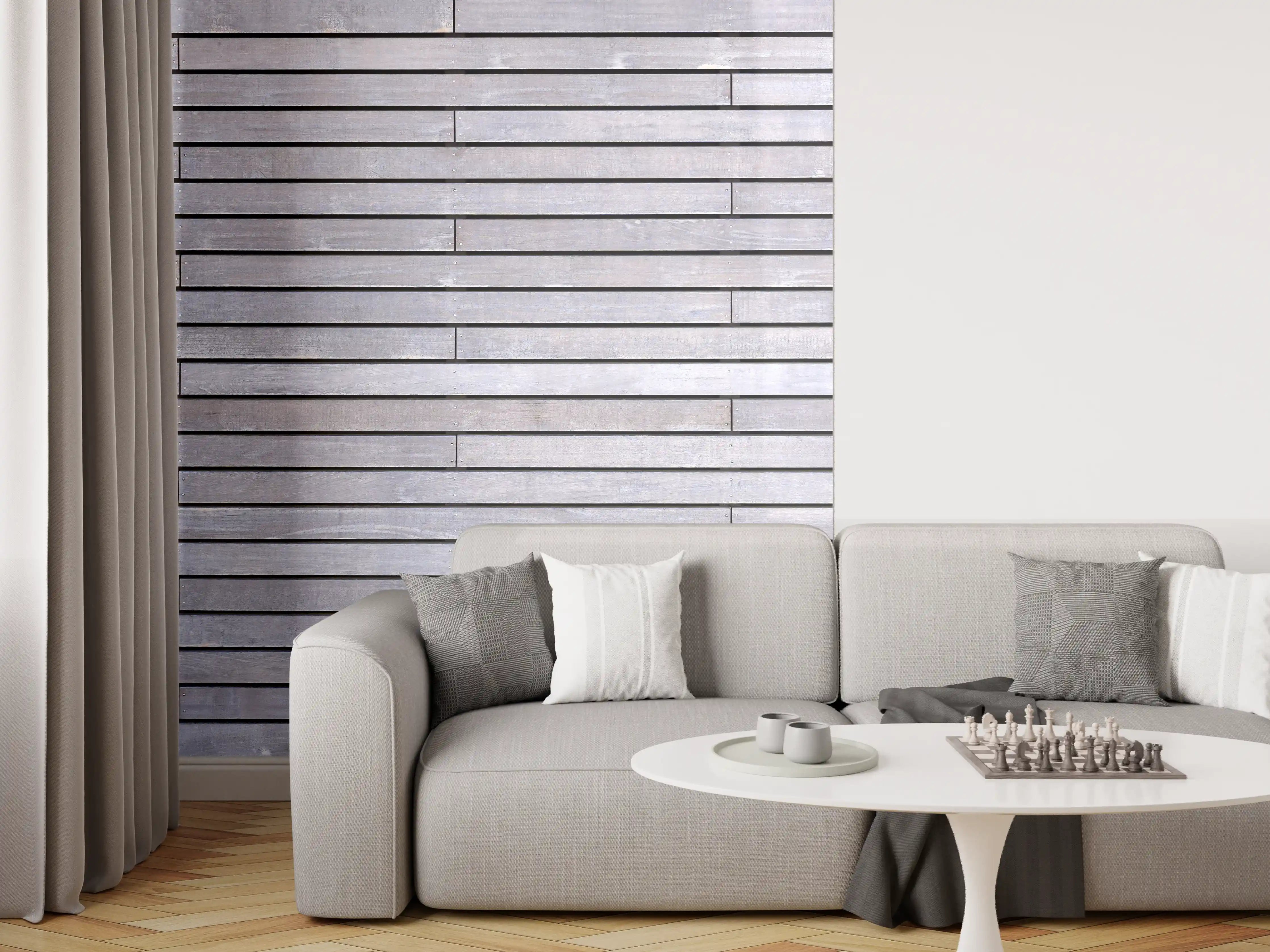 Wandverkleidung Wohnzimmer - Graue Holzverkleidung