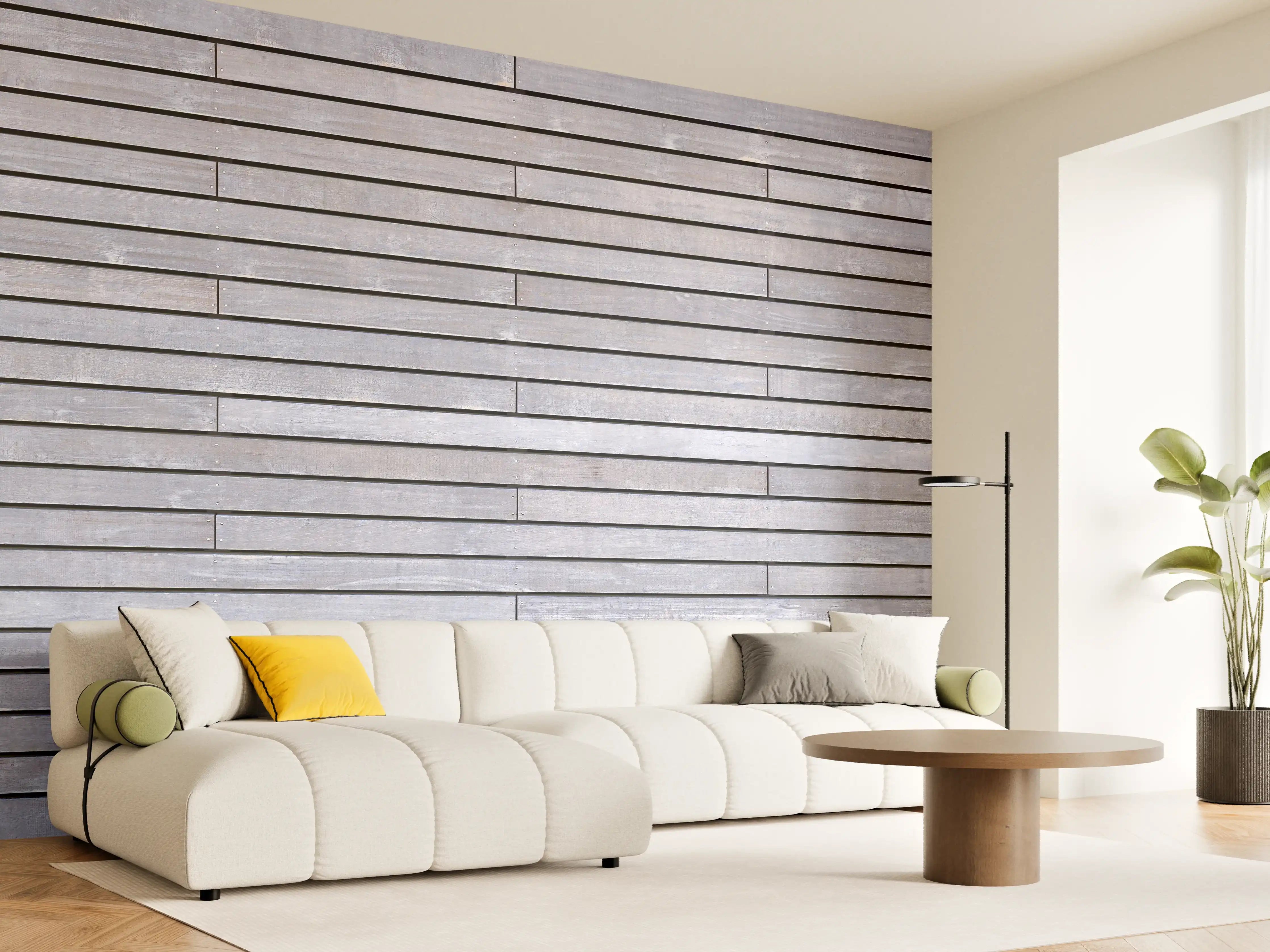 Wandverkleidung Wohnzimmer - Graue Holzverkleidung