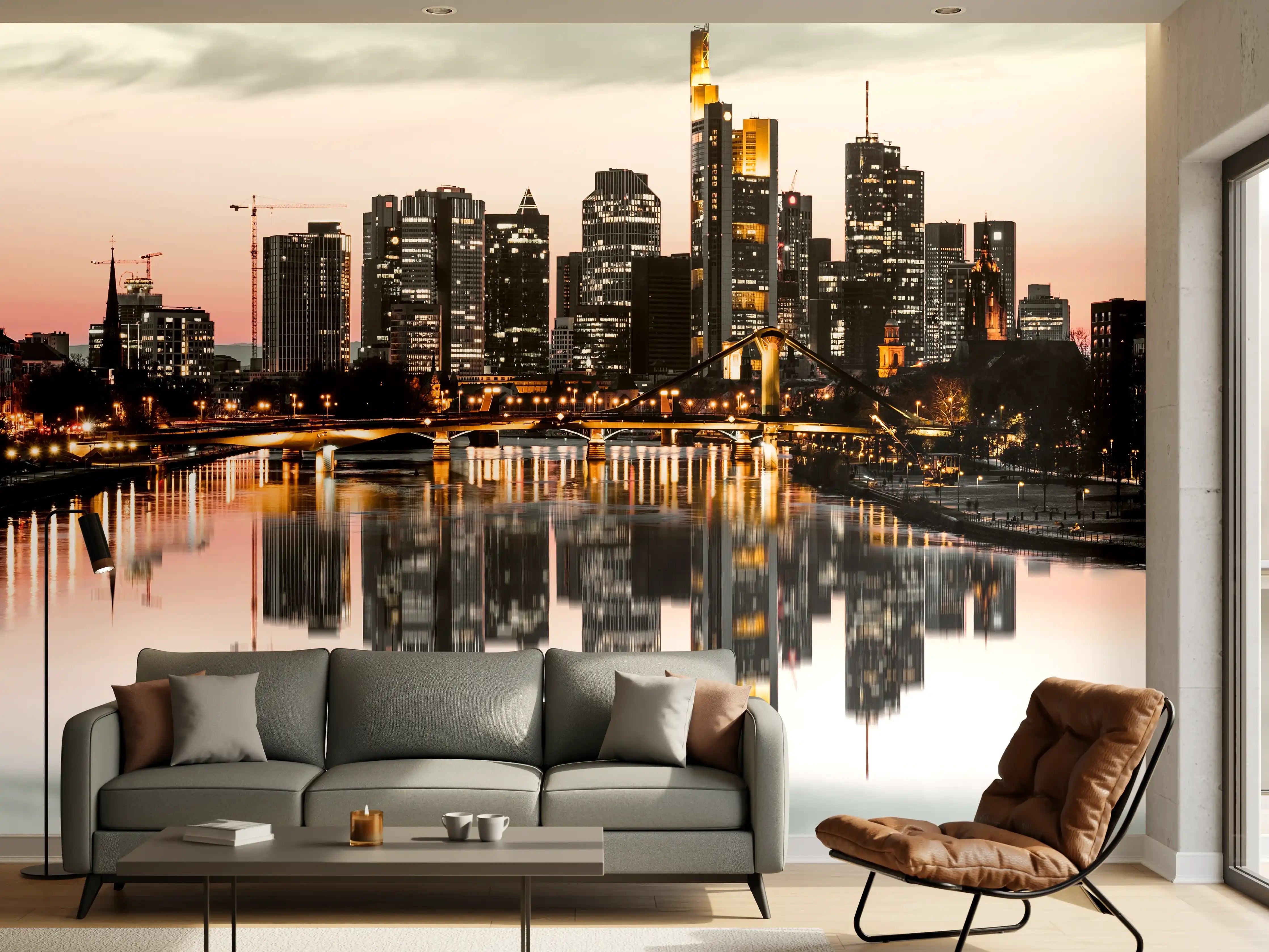 Wandverkleidung Wohnzimmer - Graue Horizonte im Sonnenlicht