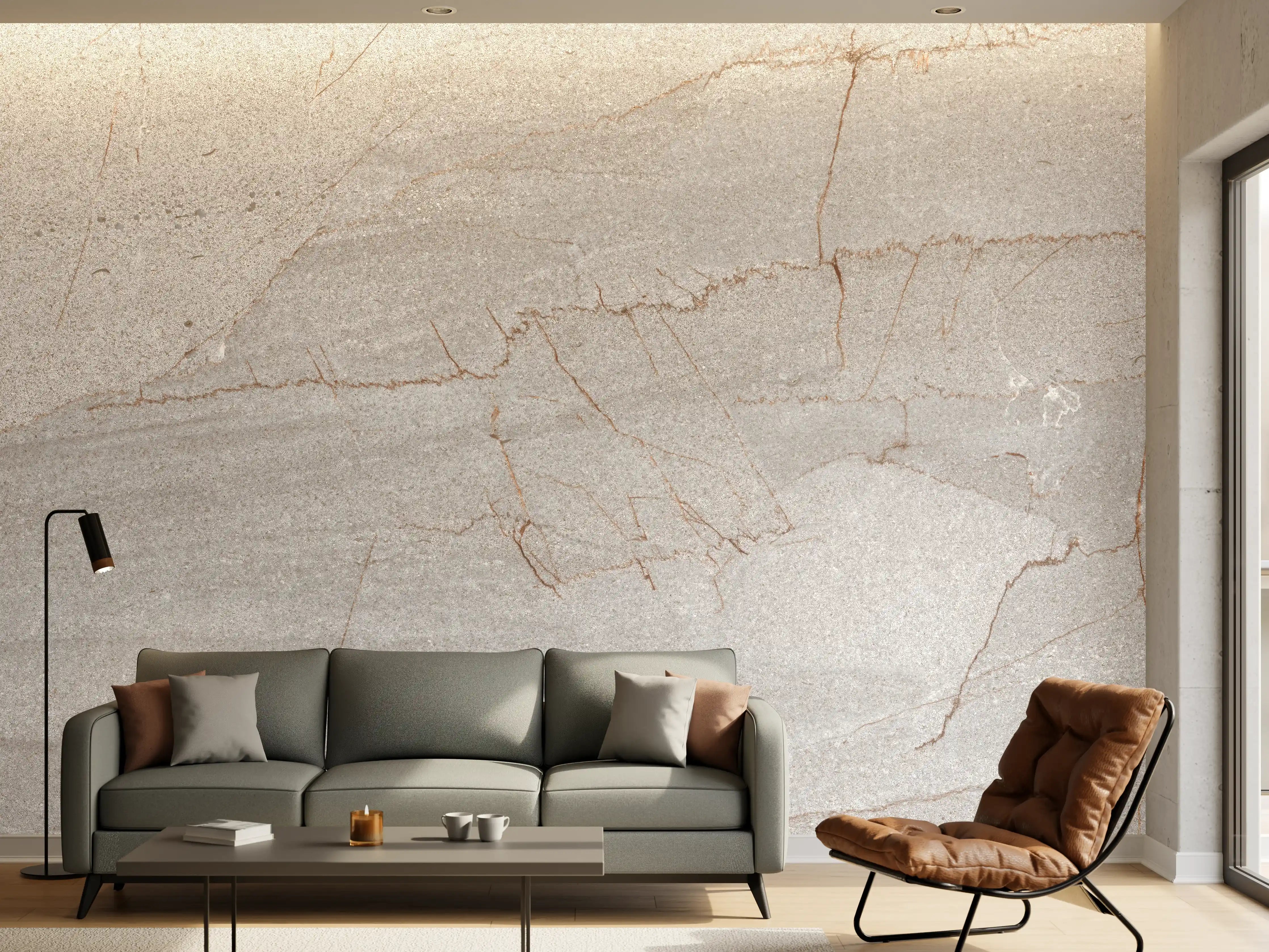 Wandverkleidung Wohnzimmer - Graue Marmoroptik - Eleganter Wandbelag