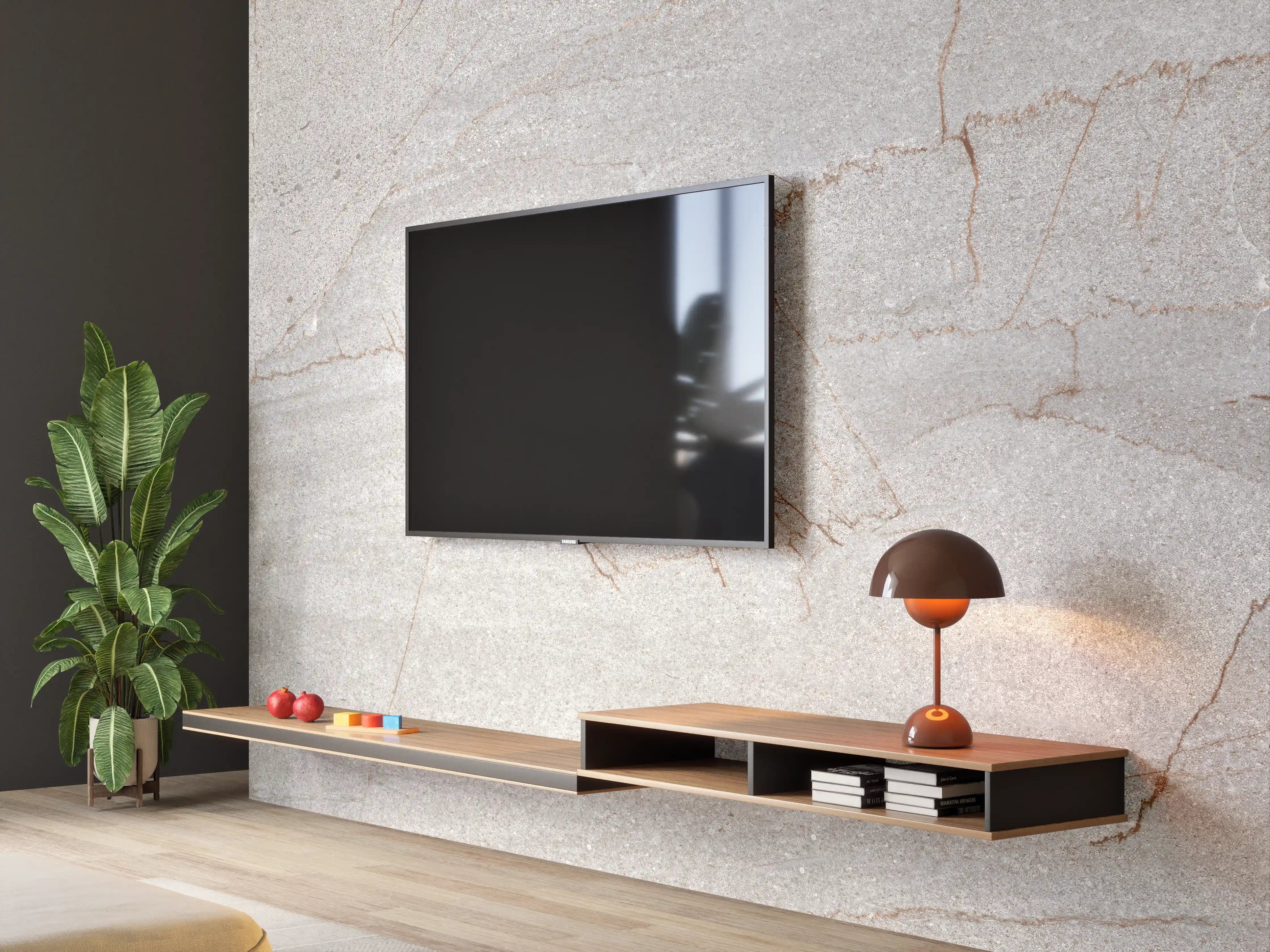 Wandverkleidung Wohnzimmer - Graue Marmoroptik - Eleganter Wandbelag