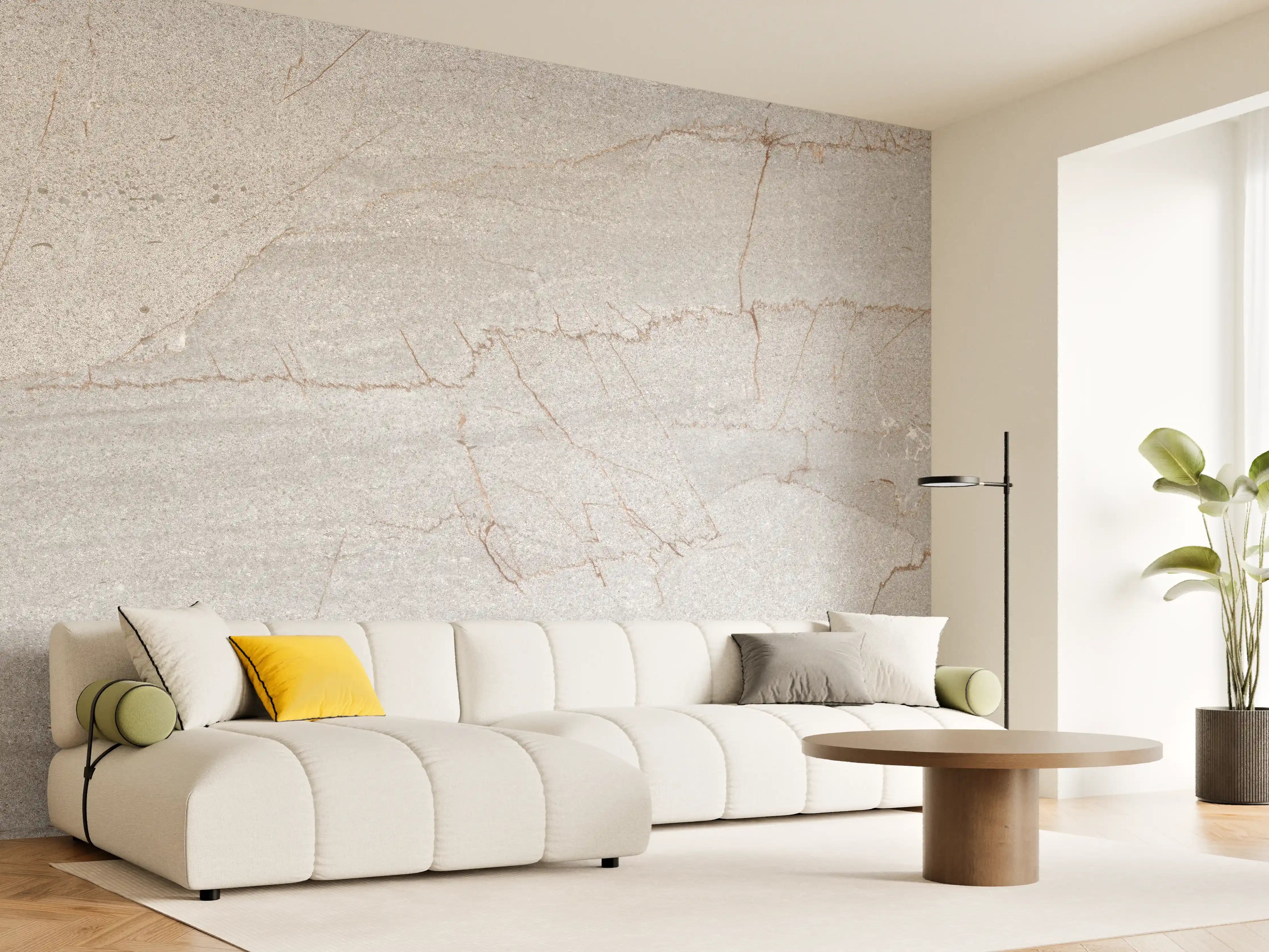 Wandverkleidung Wohnzimmer - Graue Marmoroptik - Eleganter Wandbelag