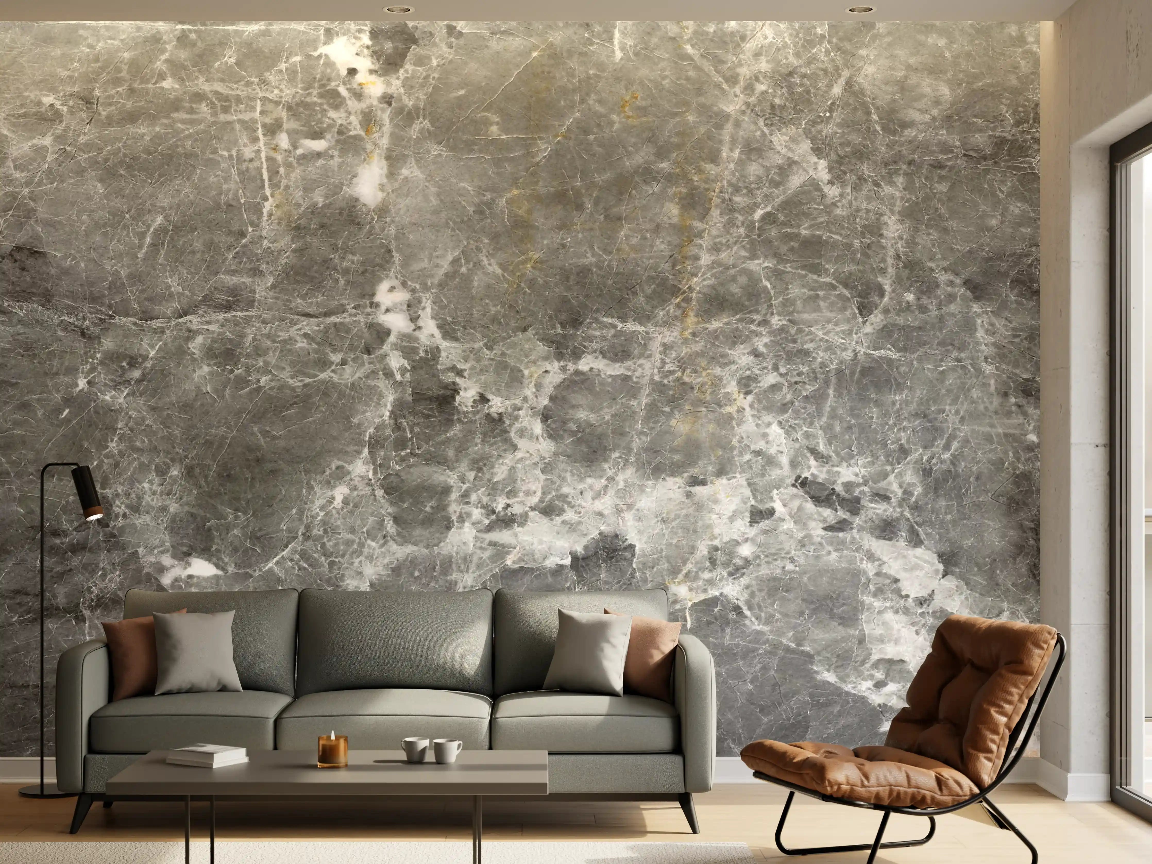 Wandverkleidung Wohnzimmer - Graue Marmorstein Textur