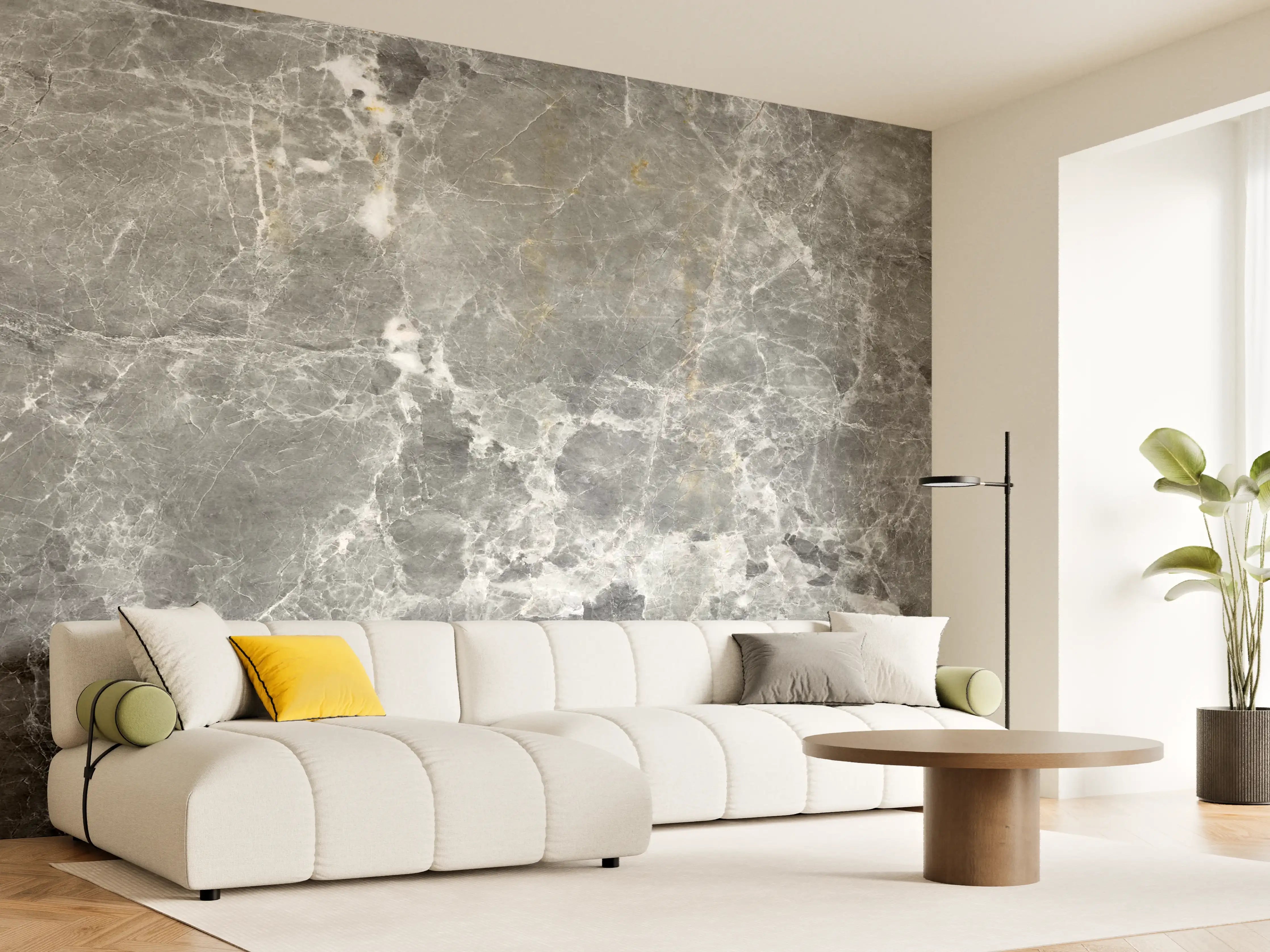 Wandverkleidung Wohnzimmer - Graue Marmorstein Textur