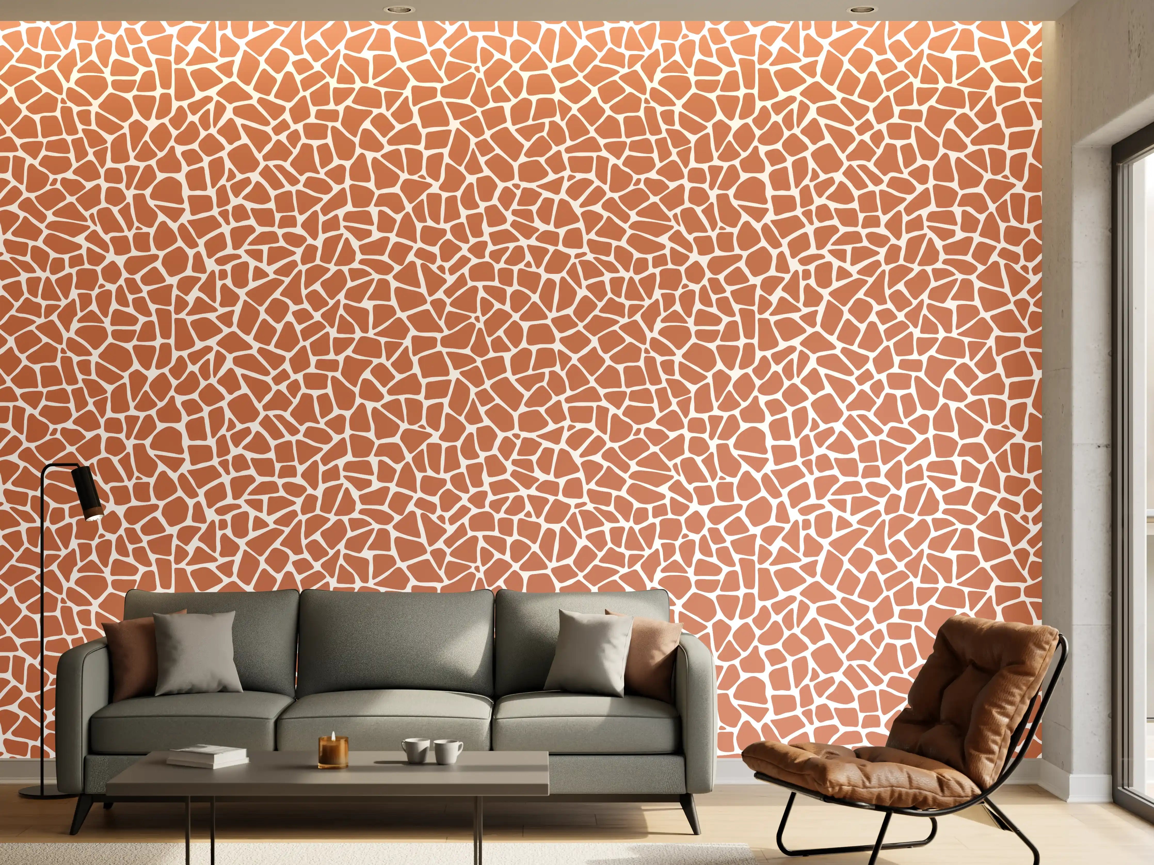 Wandverkleidung Wohnzimmer - Graue Mosaik-Fliese mit weißen Motiven