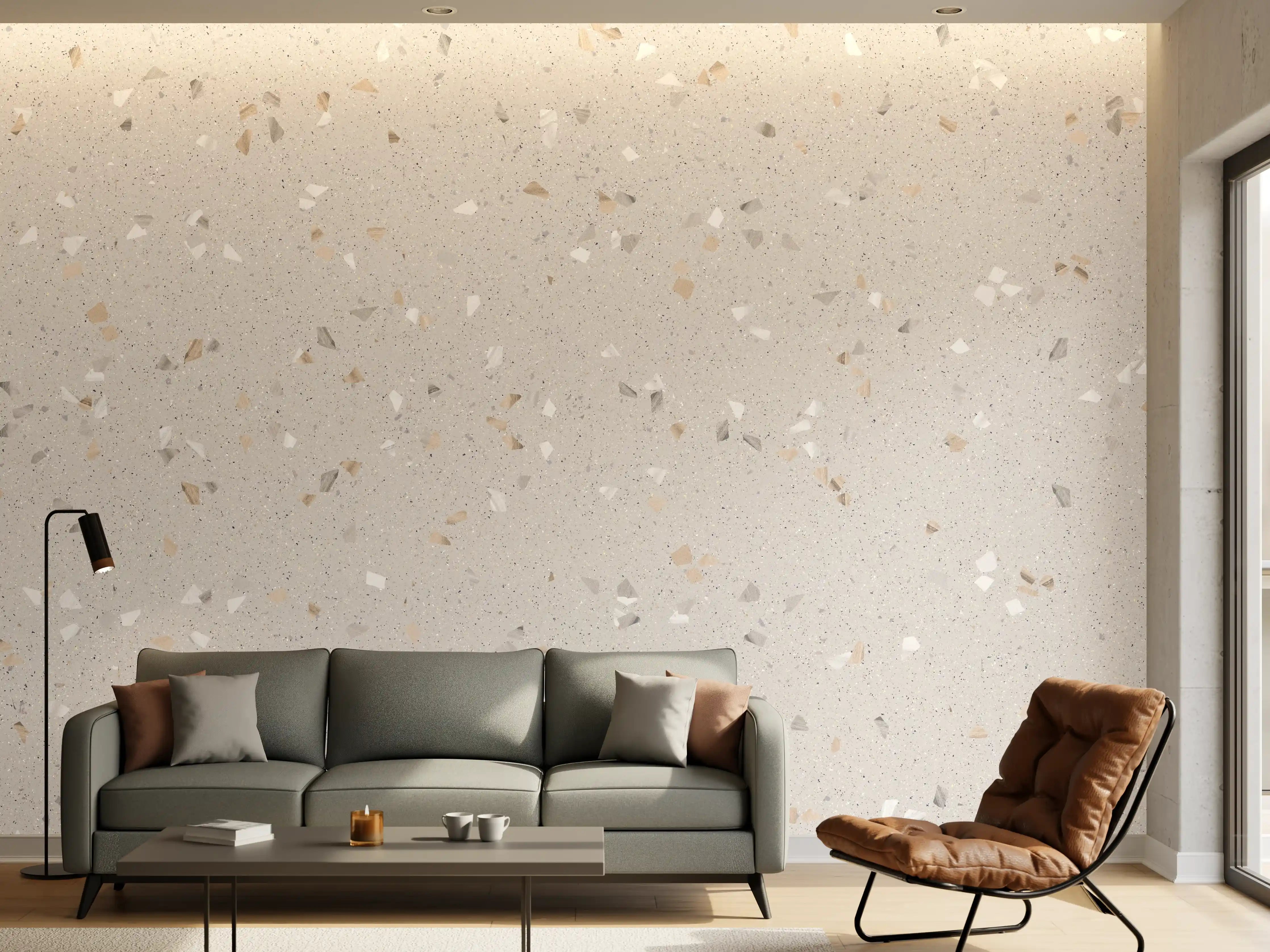 Wandverkleidung Wohnzimmer - Graue Mosaiksteine 