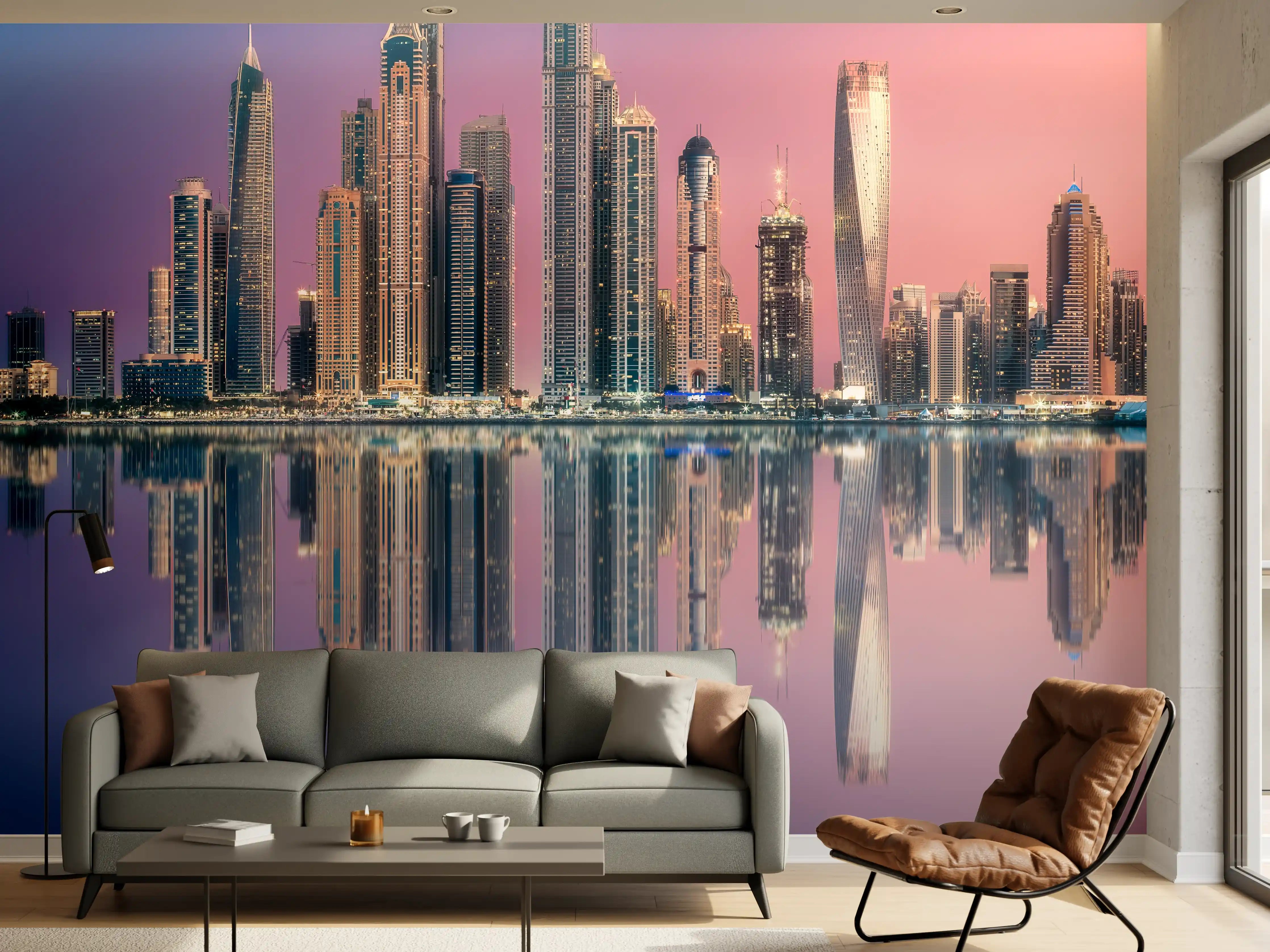 Wandverkleidung Wohnzimmer - Graue Schatten im Sonnenuntergangslicht