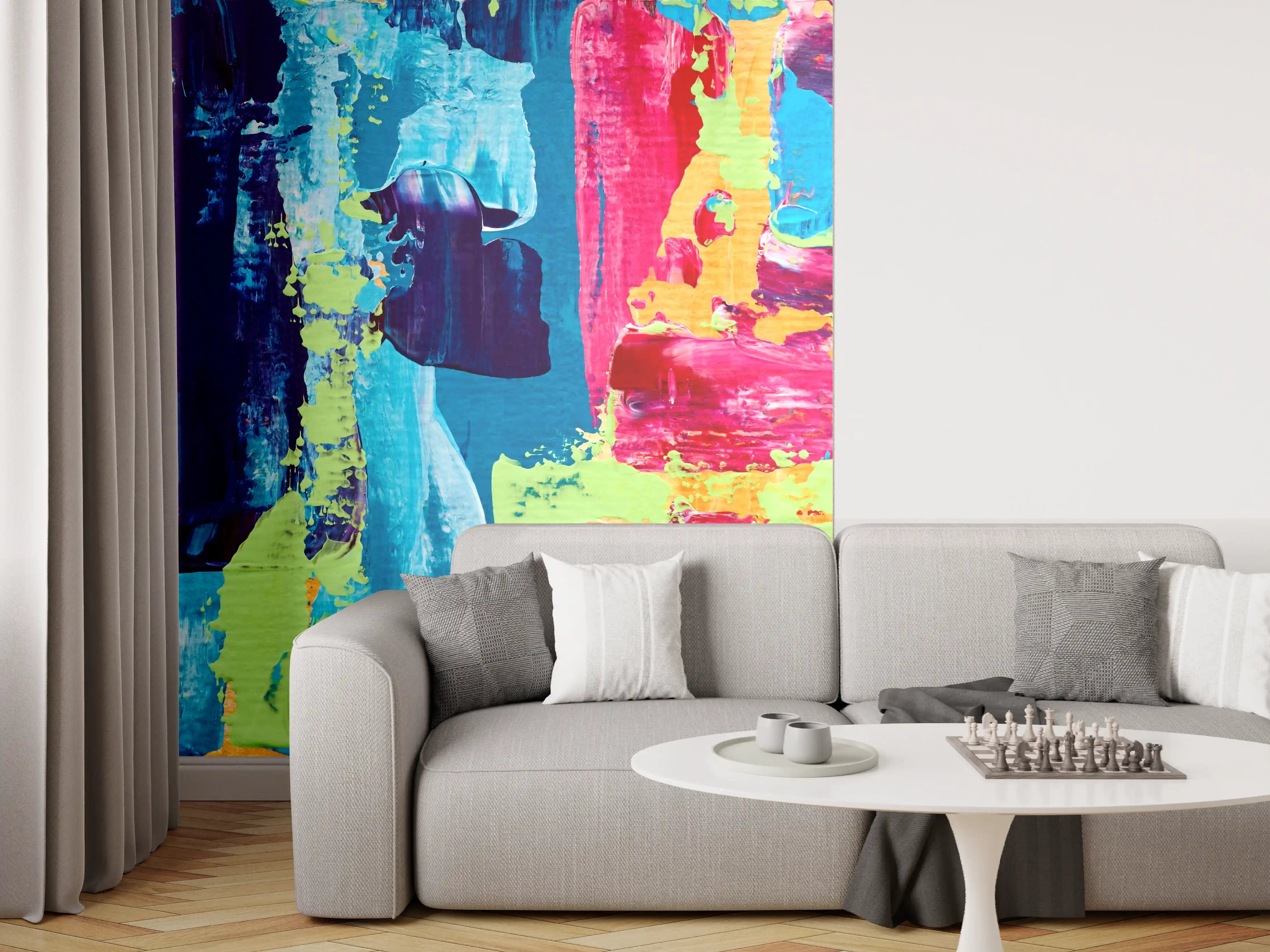 Wandverkleidung Wohnzimmer - Graue Schatten im weißen Farbenspiel