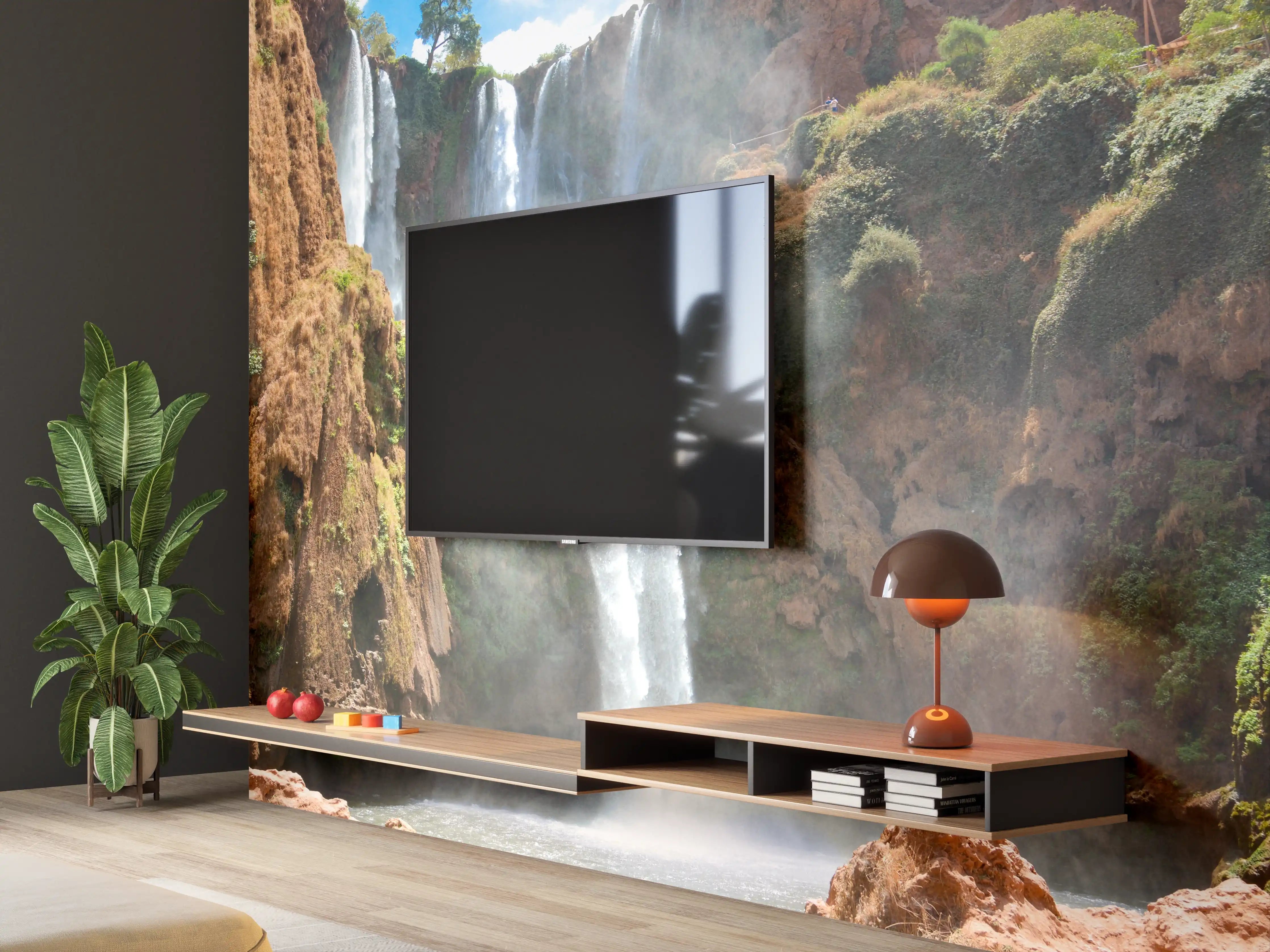 Wandverkleidung Wohnzimmer - Graue Wasserfall-Magie