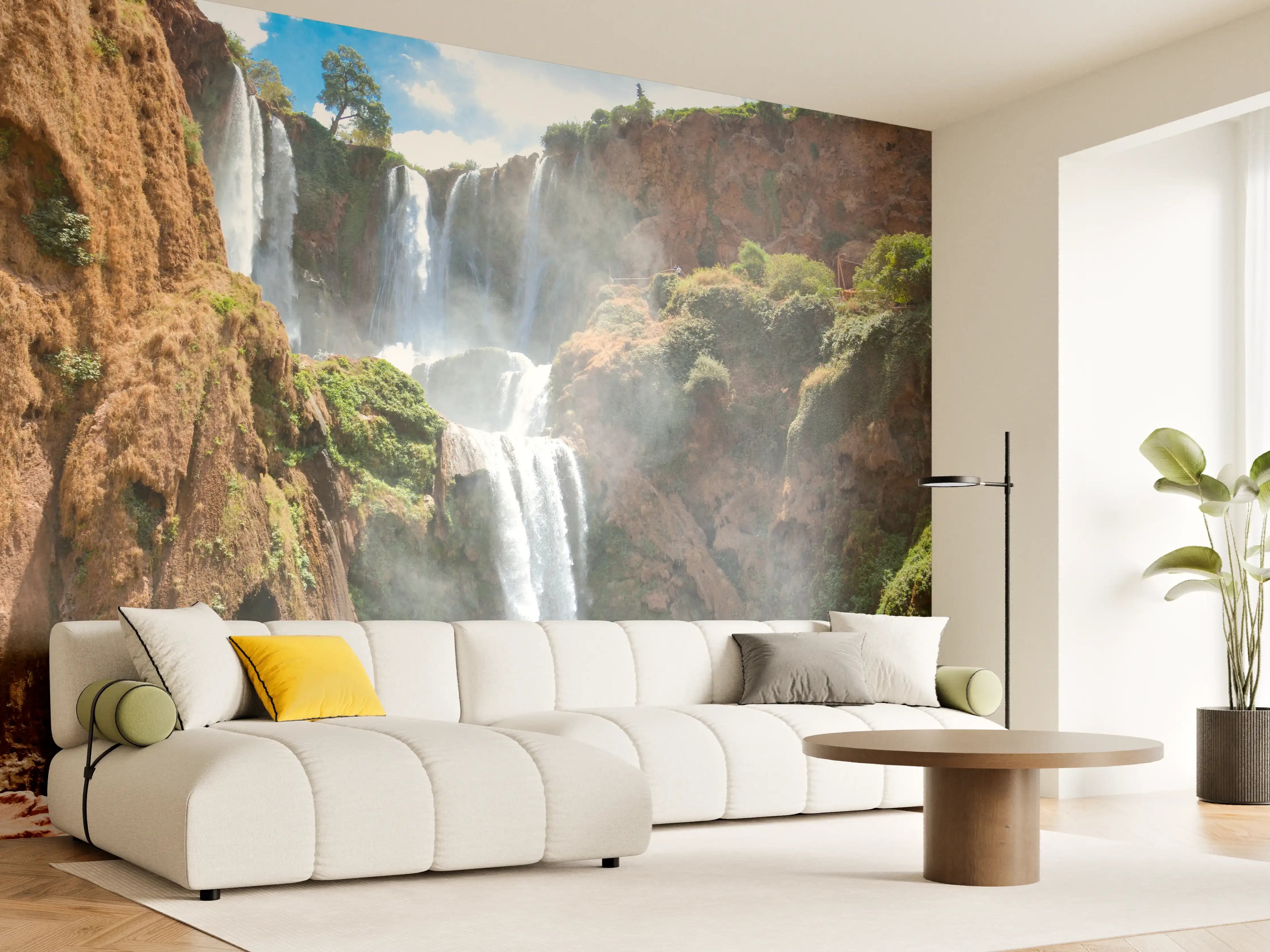 Wandverkleidung Wohnzimmer - Graue Wasserfall-Magie