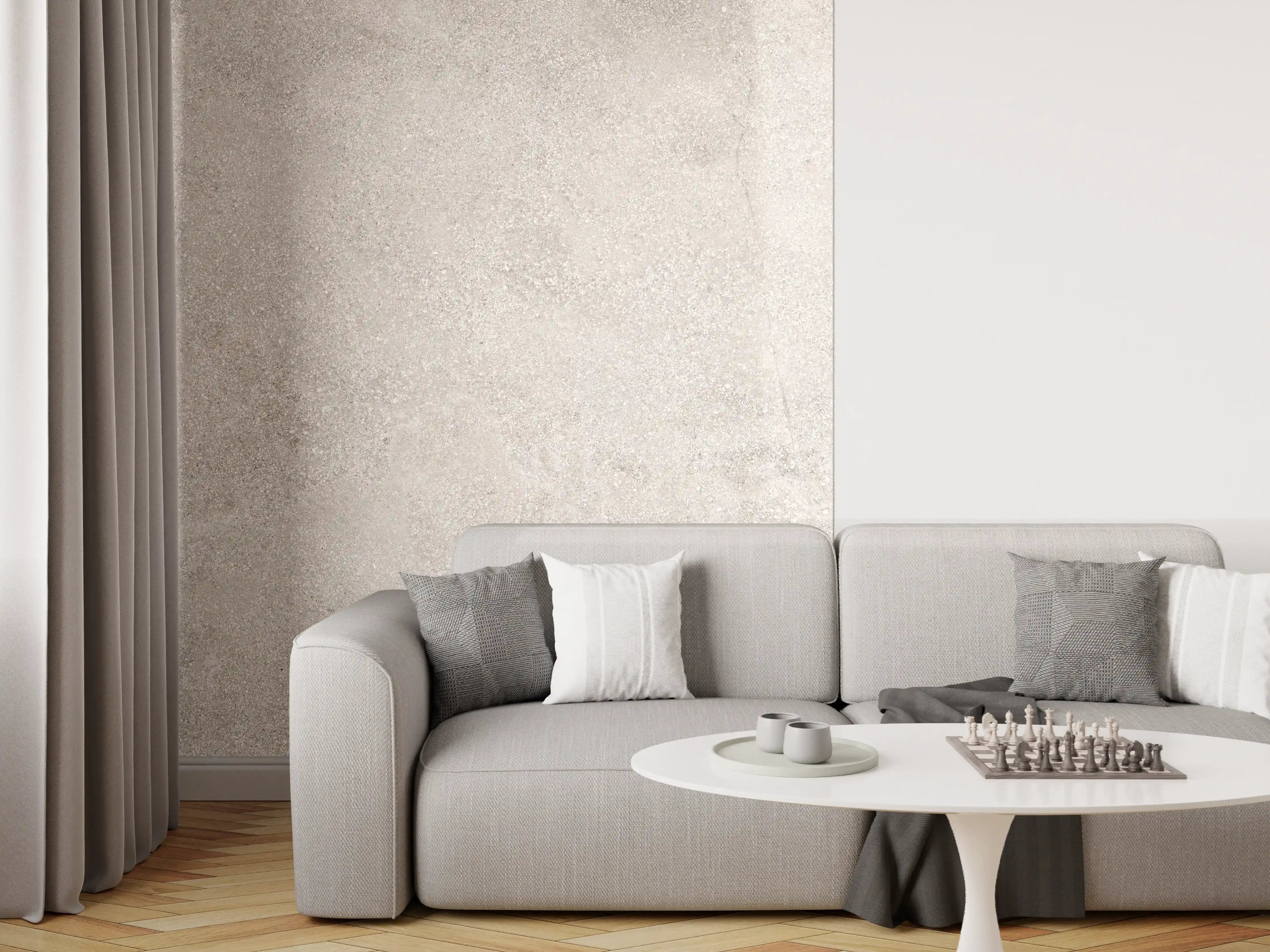 Wandverkleidung Wohnzimmer - Graue Zement Struktur 
