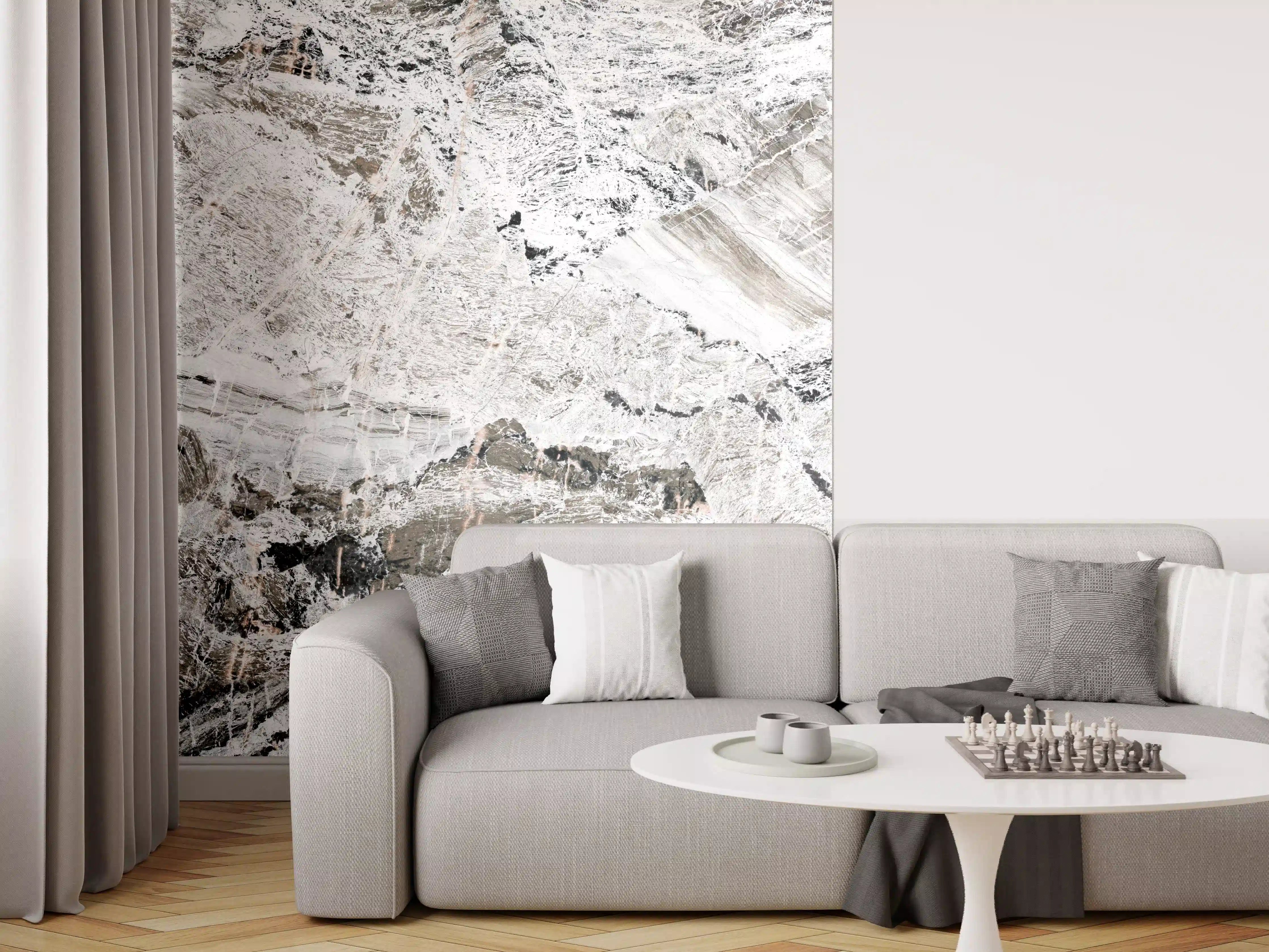 Wandverkleidung Wohnzimmer - Graue abstrakte Marmor Stein Textur