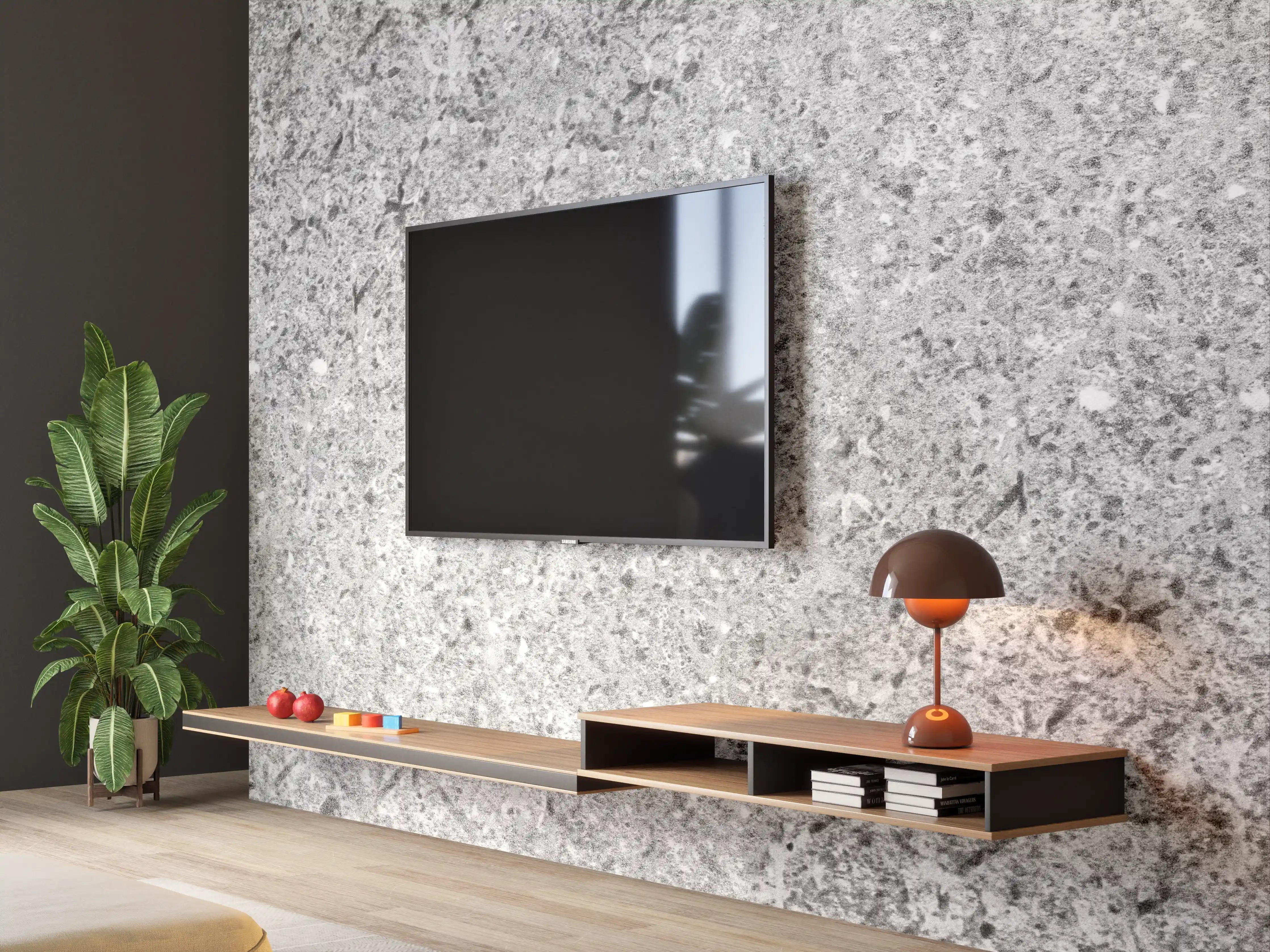 Wandverkleidung Wohnzimmer - Graue schäbige Betonwand