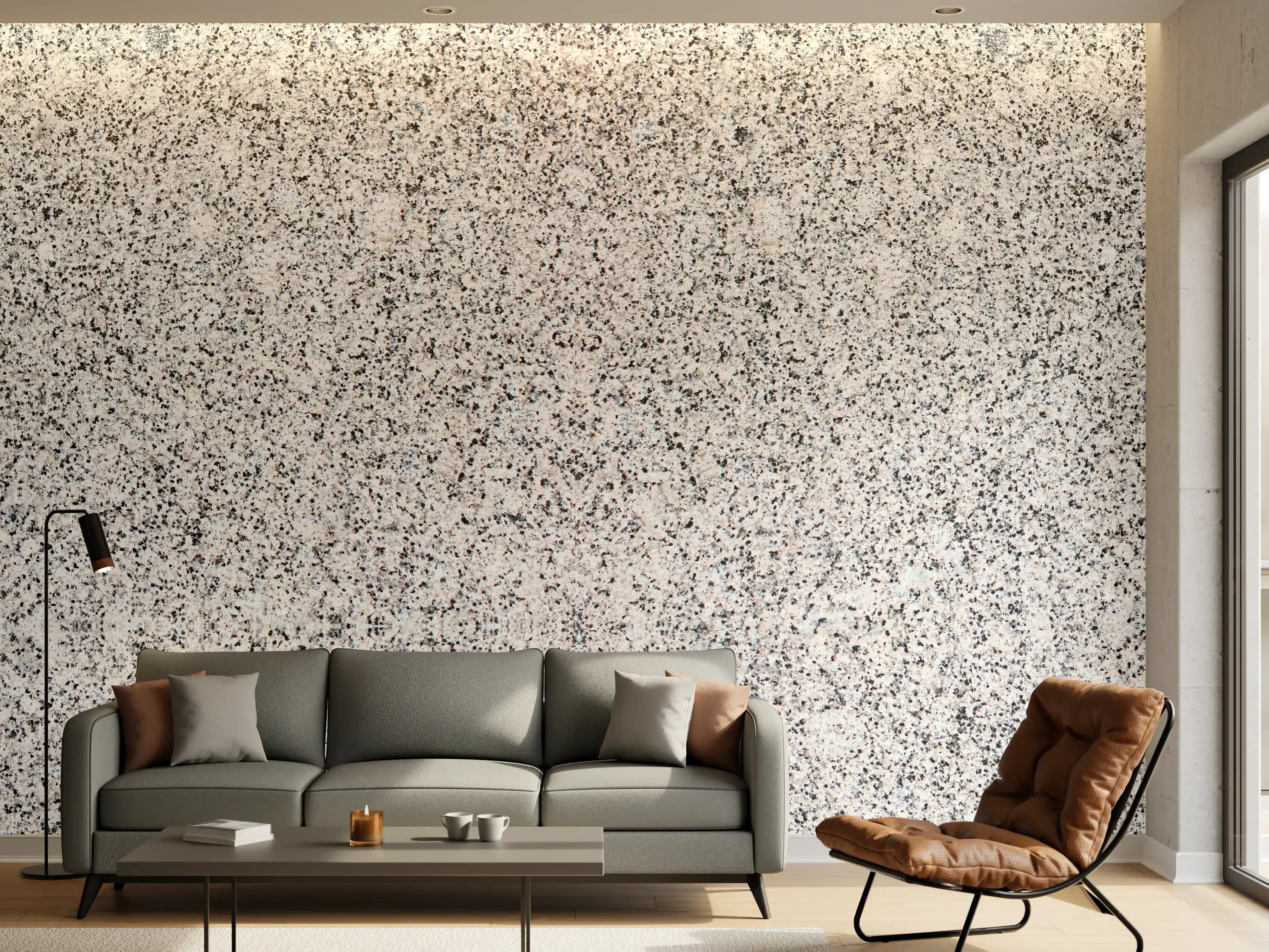 Wandverkleidung Wohnzimmer - Grauer Granit