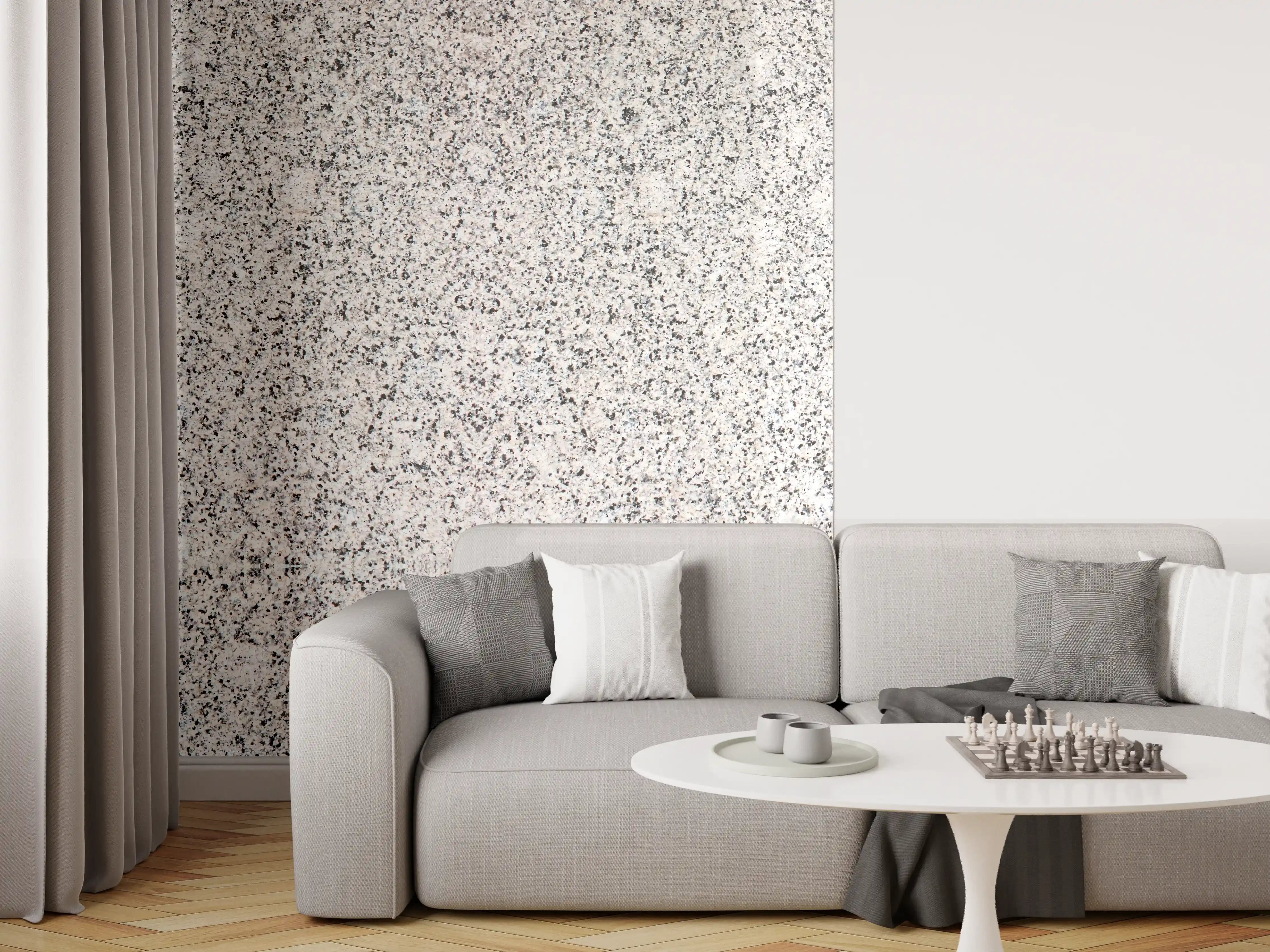 Wandverkleidung Wohnzimmer - Grauer Granit