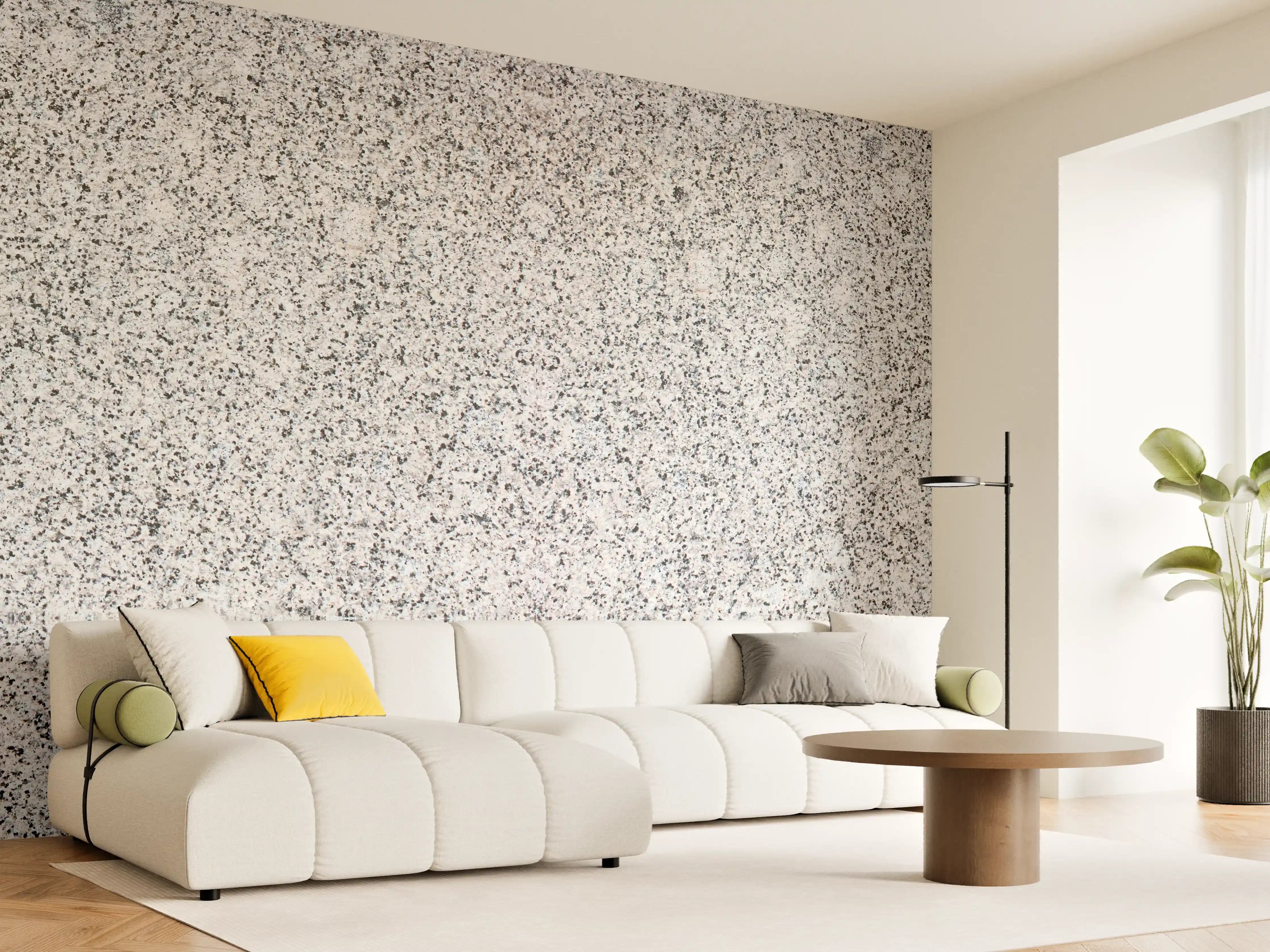 Wandverkleidung Wohnzimmer - Grauer Granit