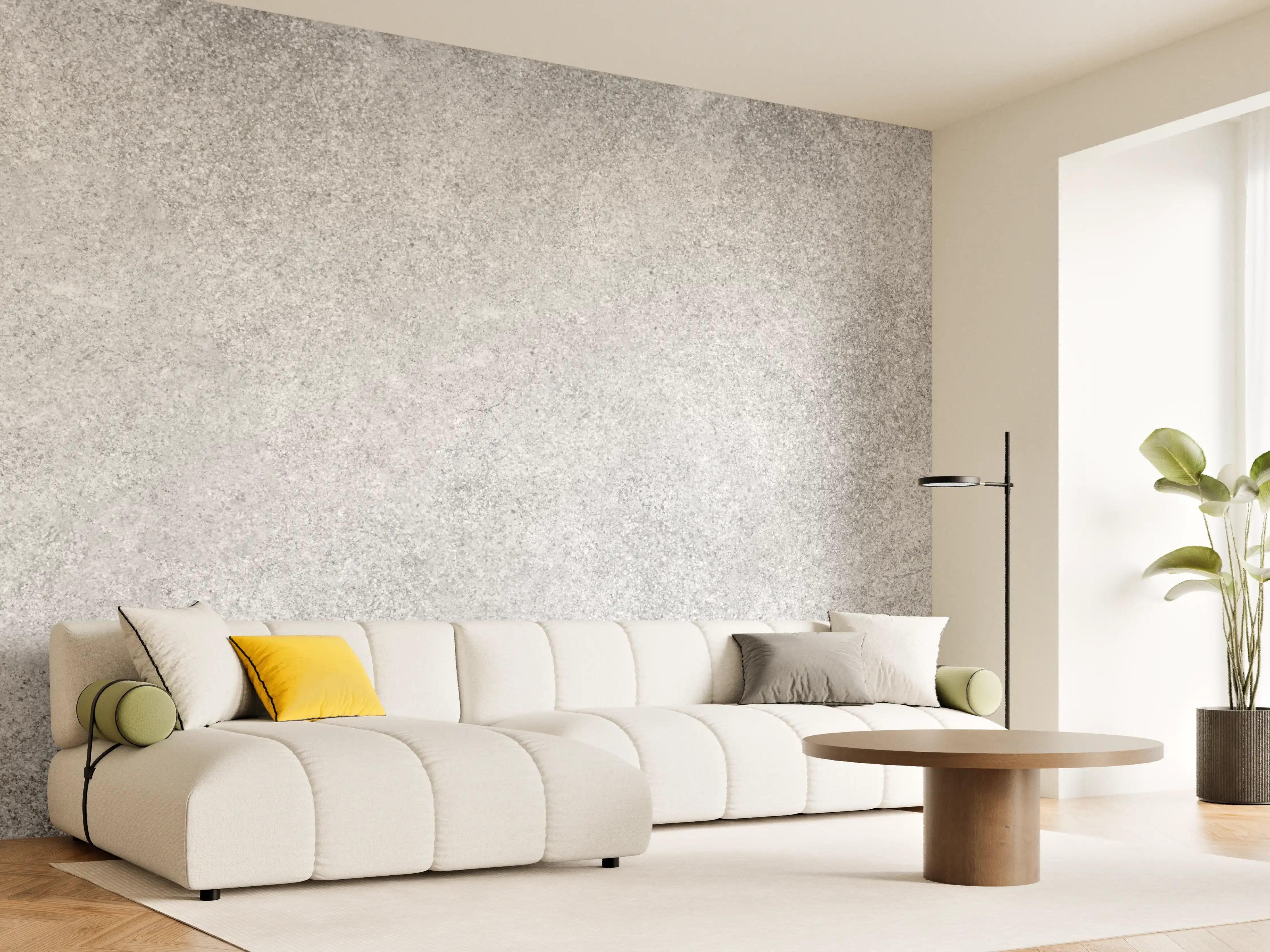 Wandverkleidung Wohnzimmer - Grauer Kalkstein