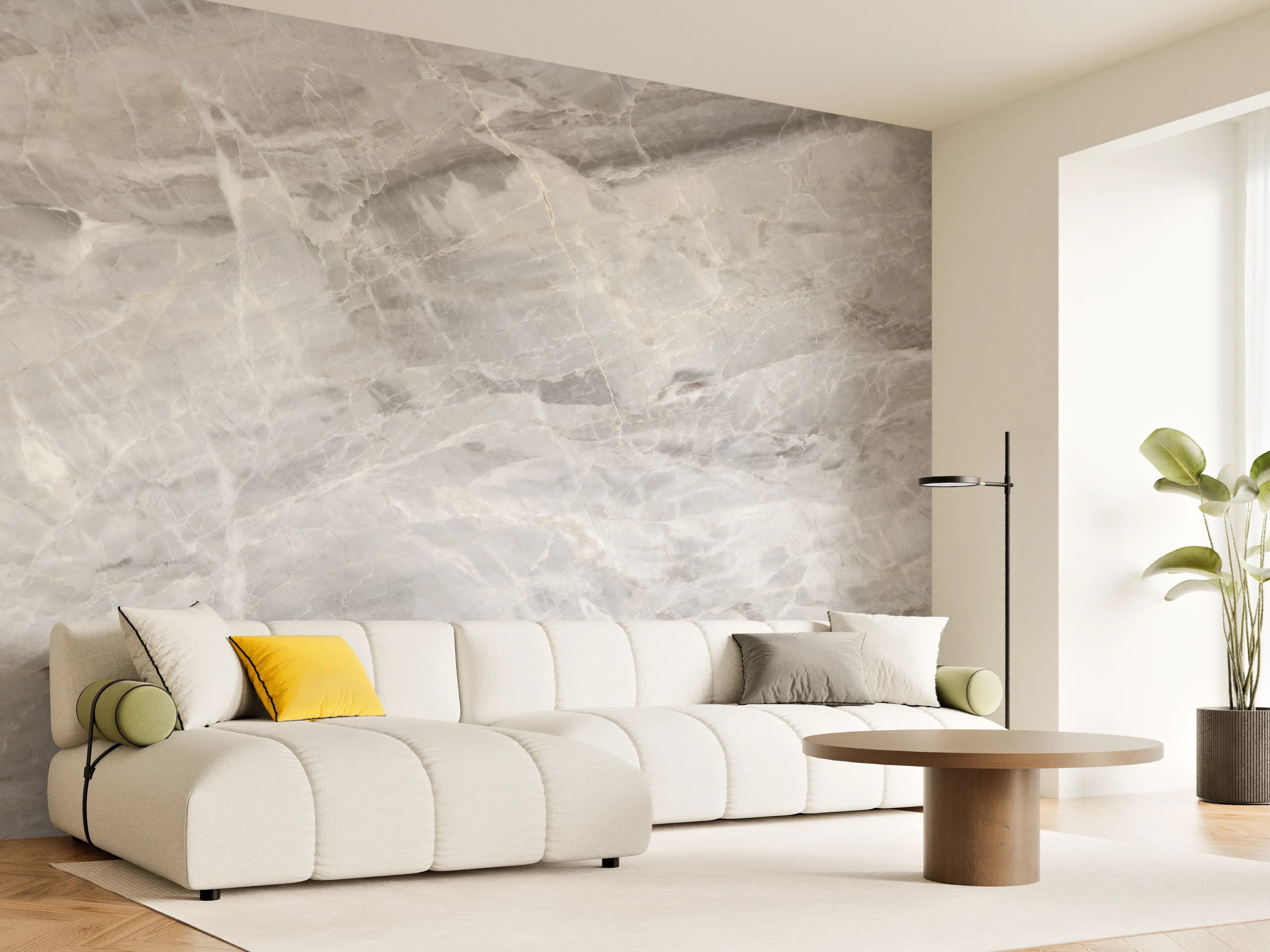 Wandverkleidung Wohnzimmer - Grauer Marmor - Granit