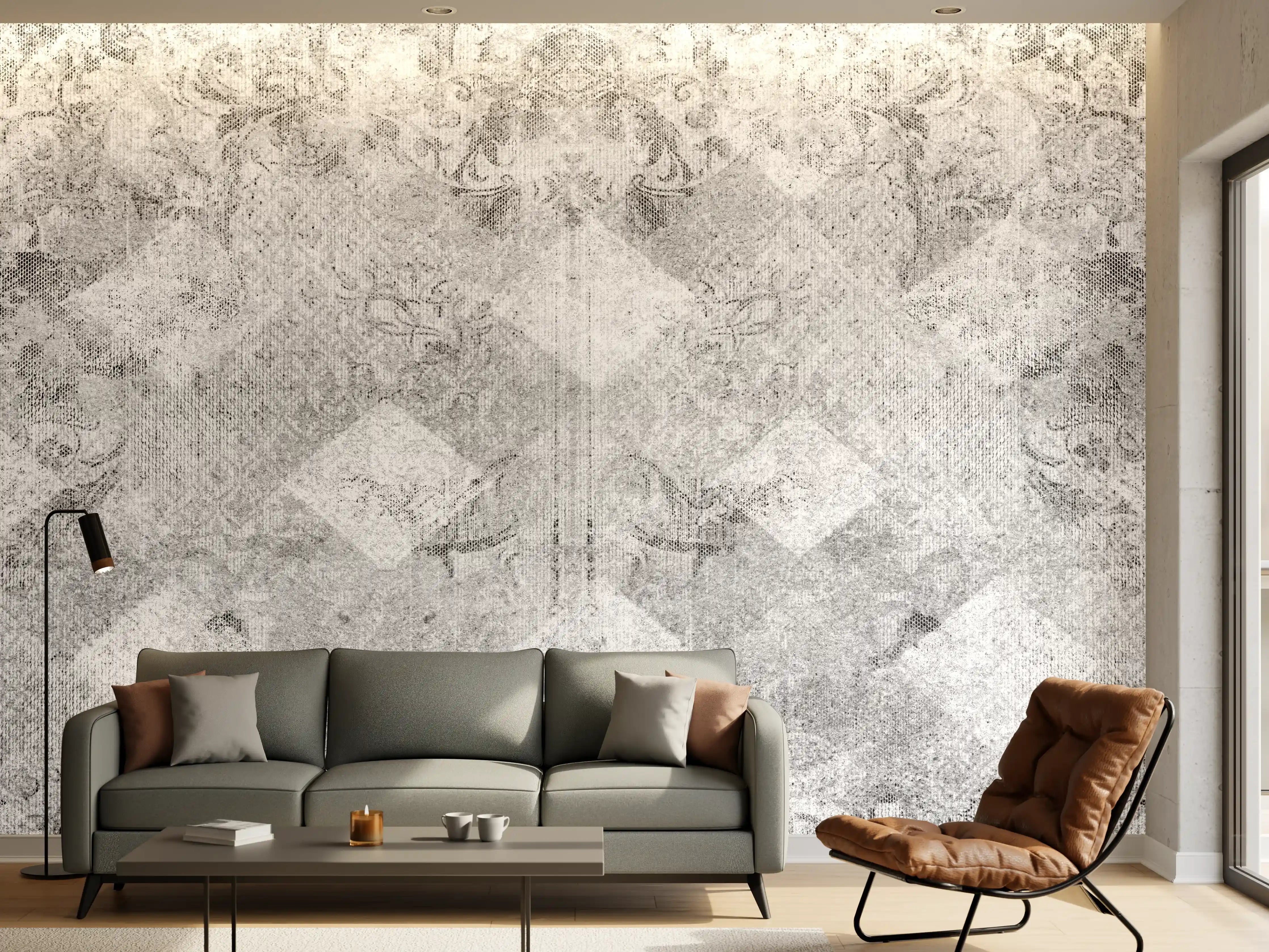 Wandverkleidung Wohnzimmer - Grauer Marmoroptik-Fliesendesign