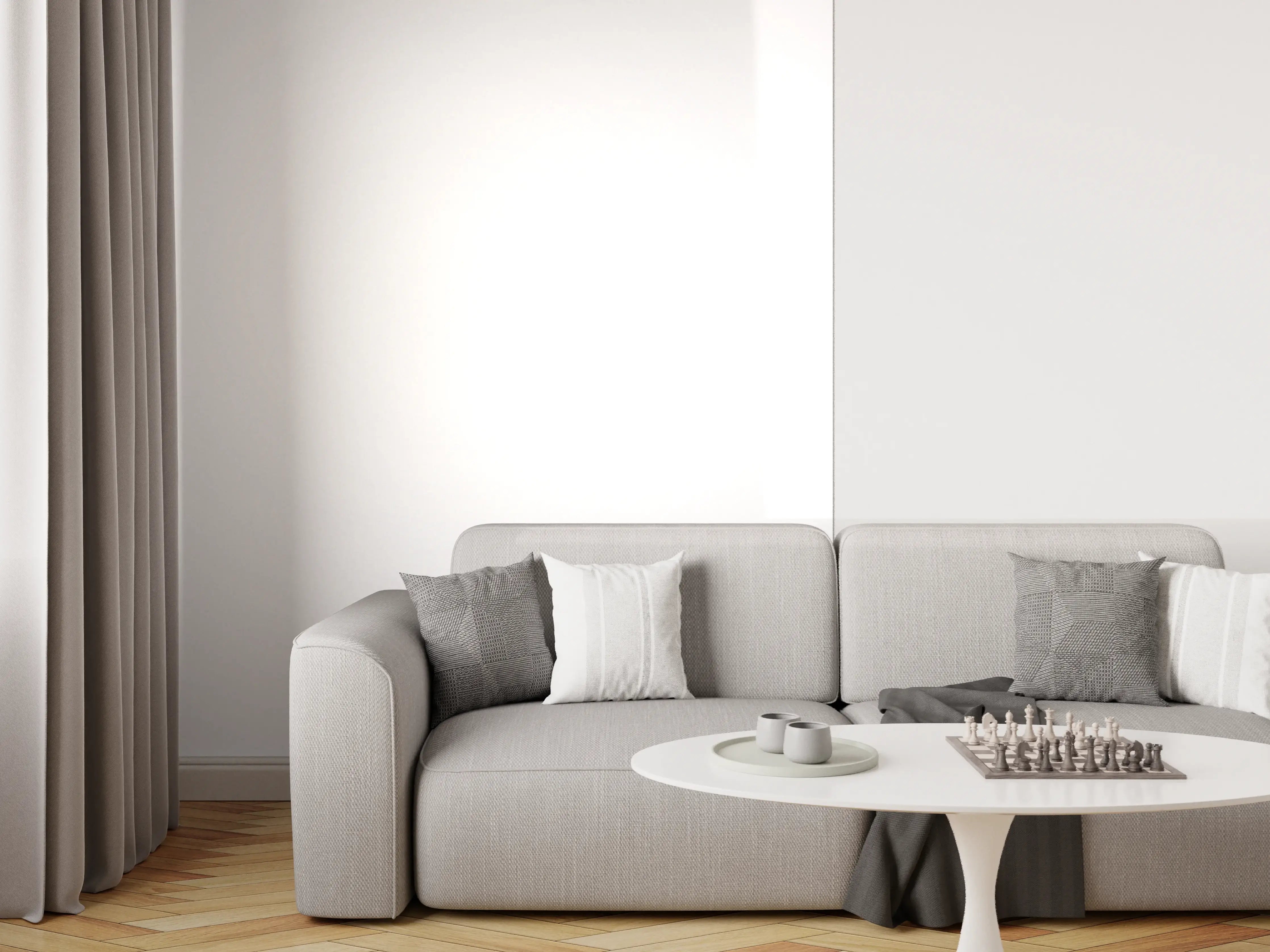 Wandverkleidung Wohnzimmer - Grauer, minimalistischer Hintergrund