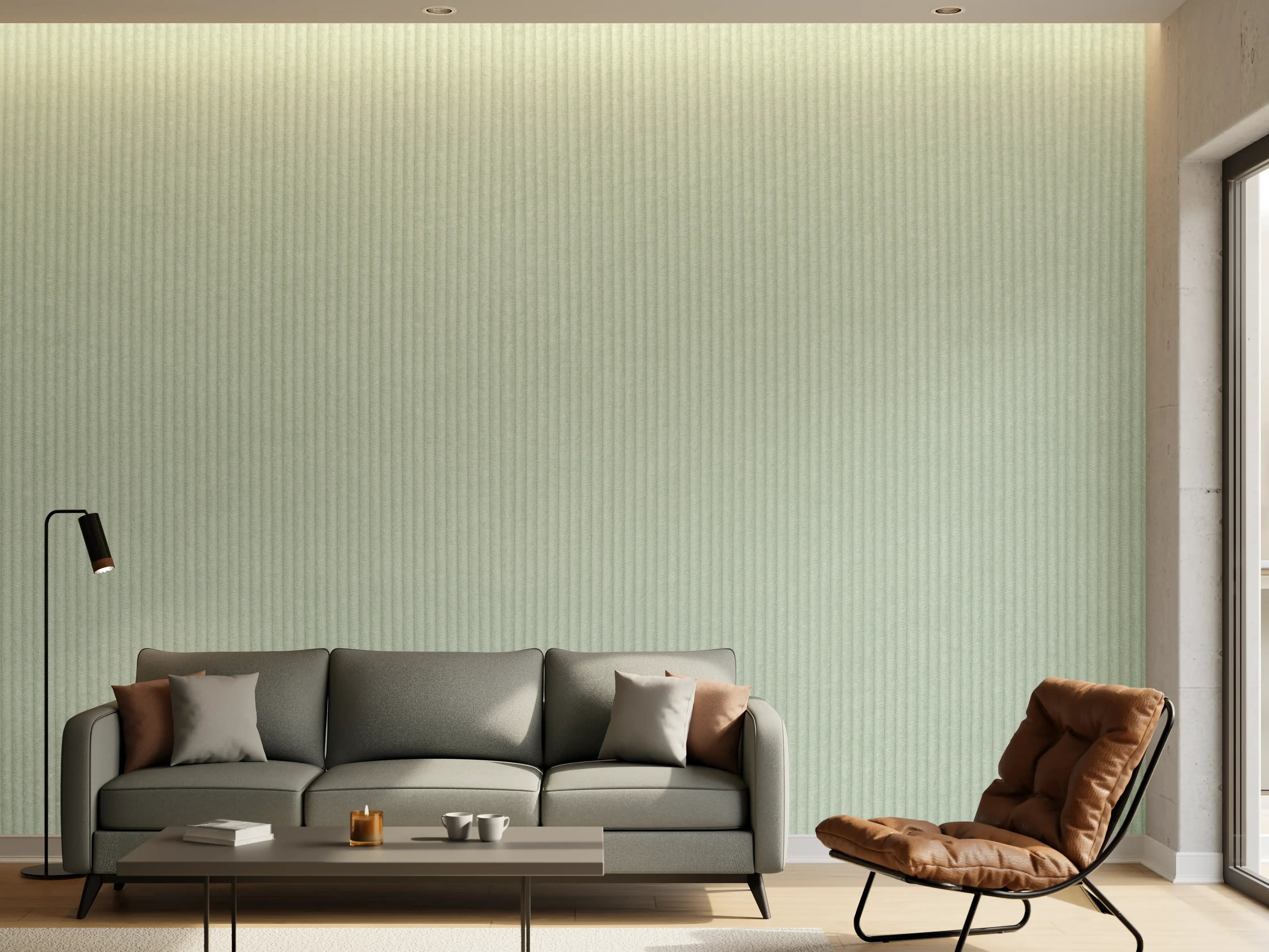 Wandverkleidung Wohnzimmer - Graues Streifenmuster - moderne Wandgestaltung