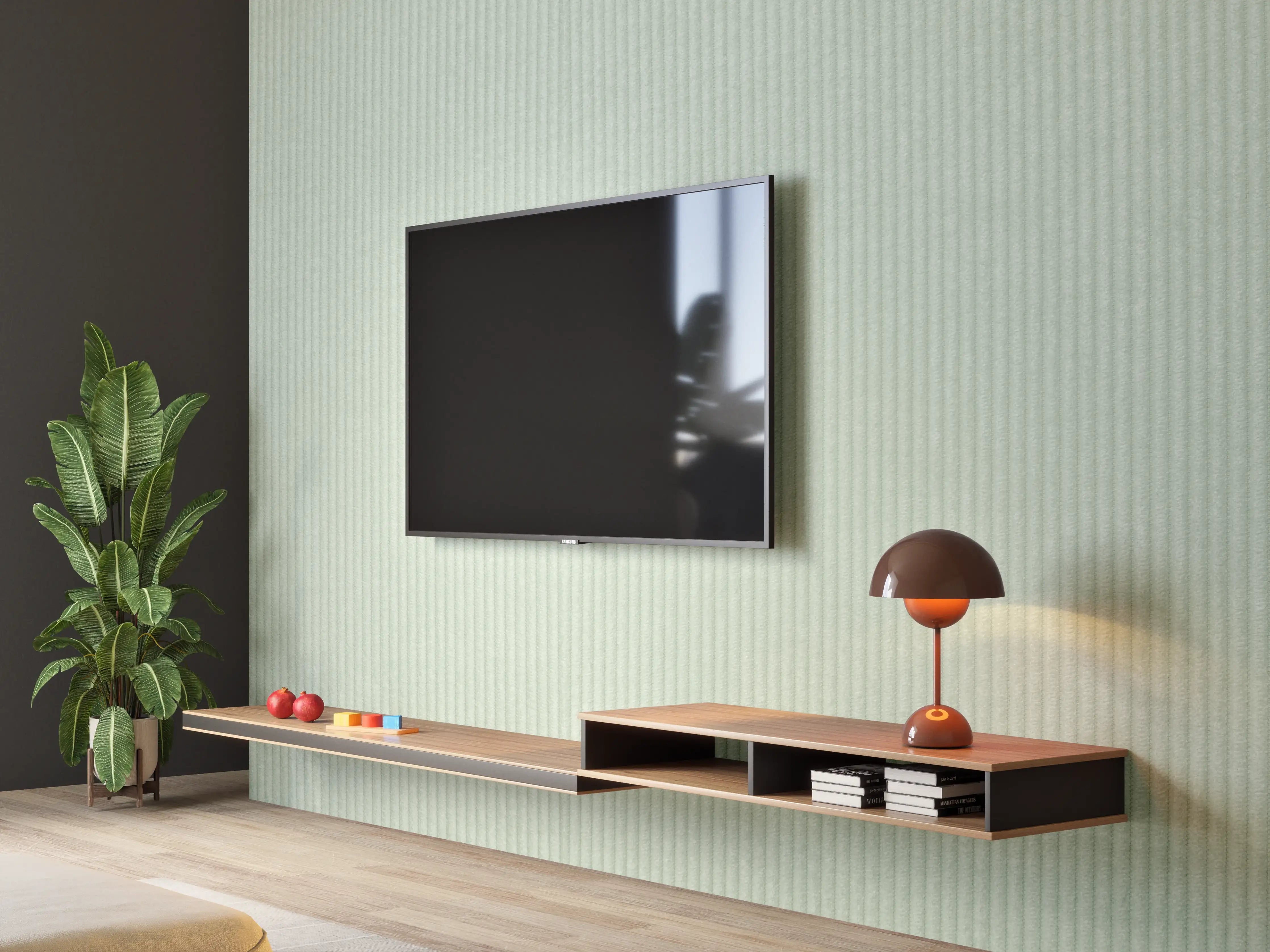 Wandverkleidung Wohnzimmer - Graues Streifenmuster - moderne Wandgestaltung