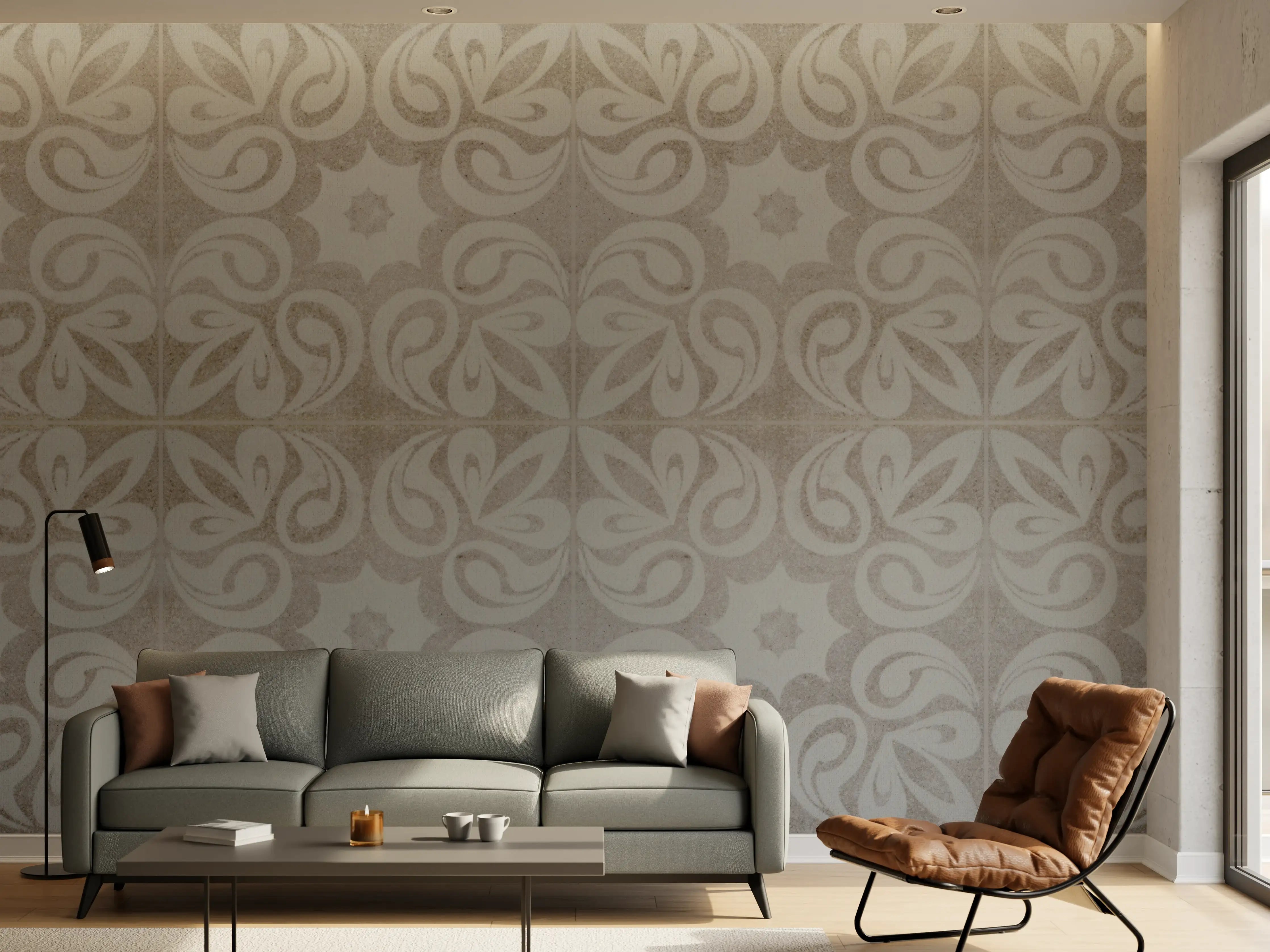 Wandverkleidung Wohnzimmer - Graues quadratisches Mosaikmotiv