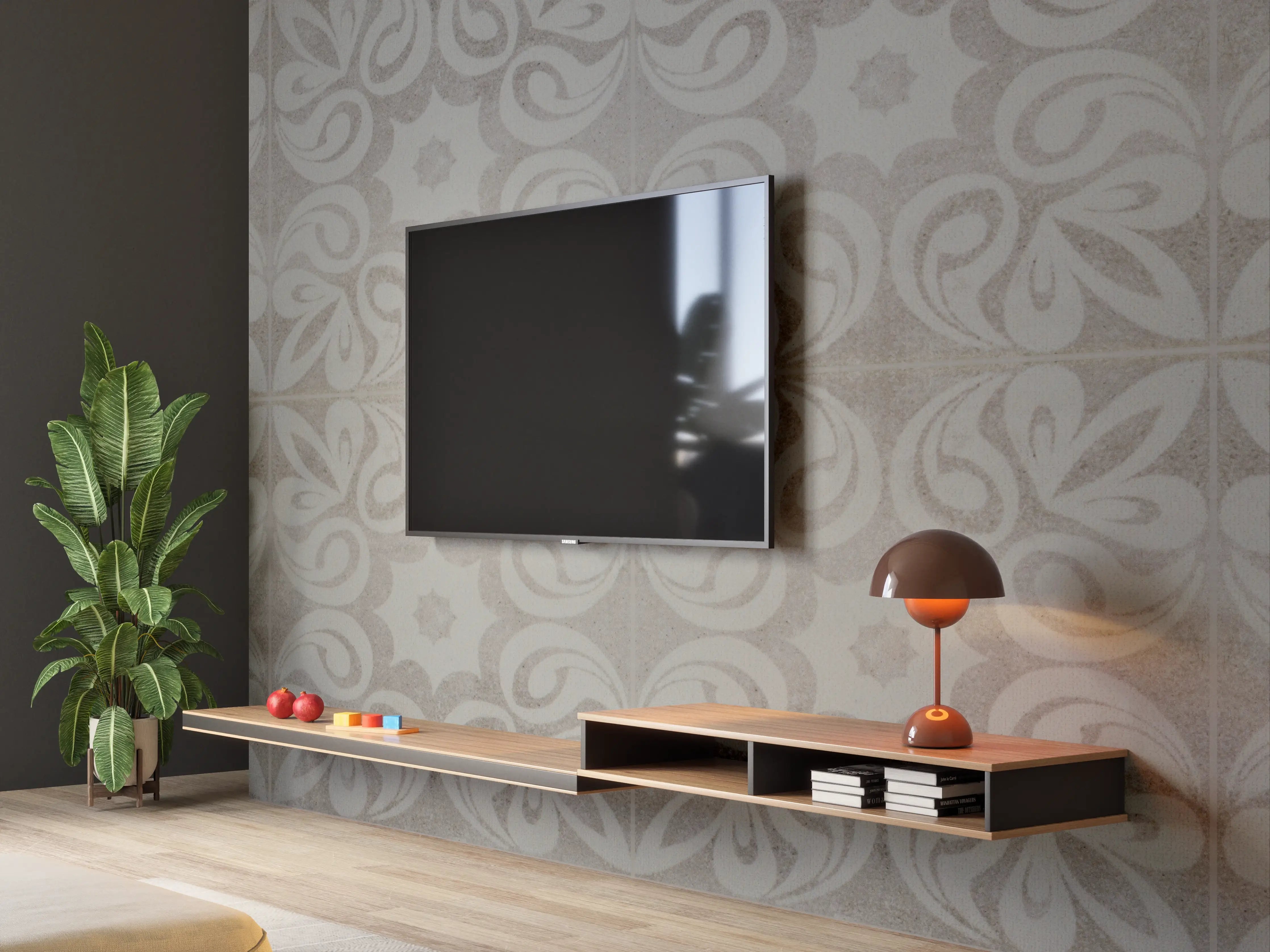 Wandverkleidung Wohnzimmer - Graues quadratisches Mosaikmotiv
