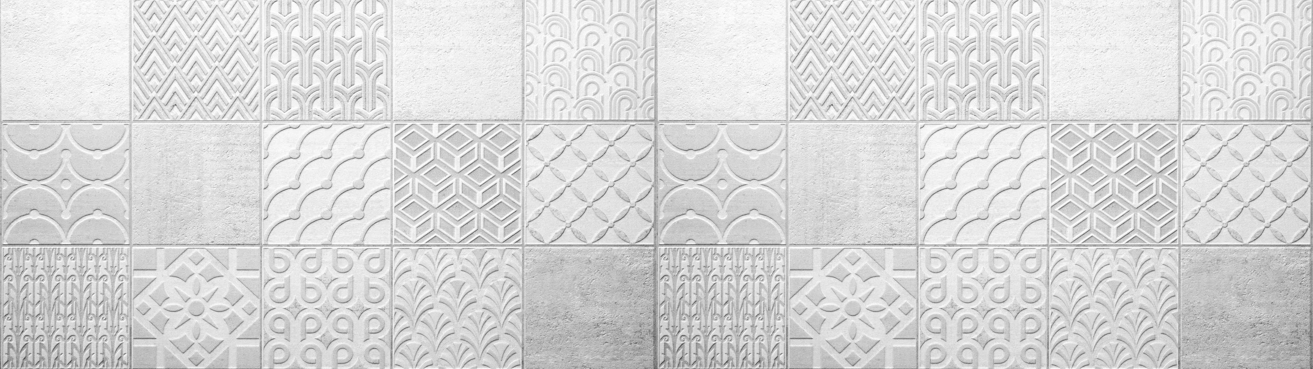 Wandverkleidung Wohnzimmer-Graues weißes Vintage Mosaikmotiv