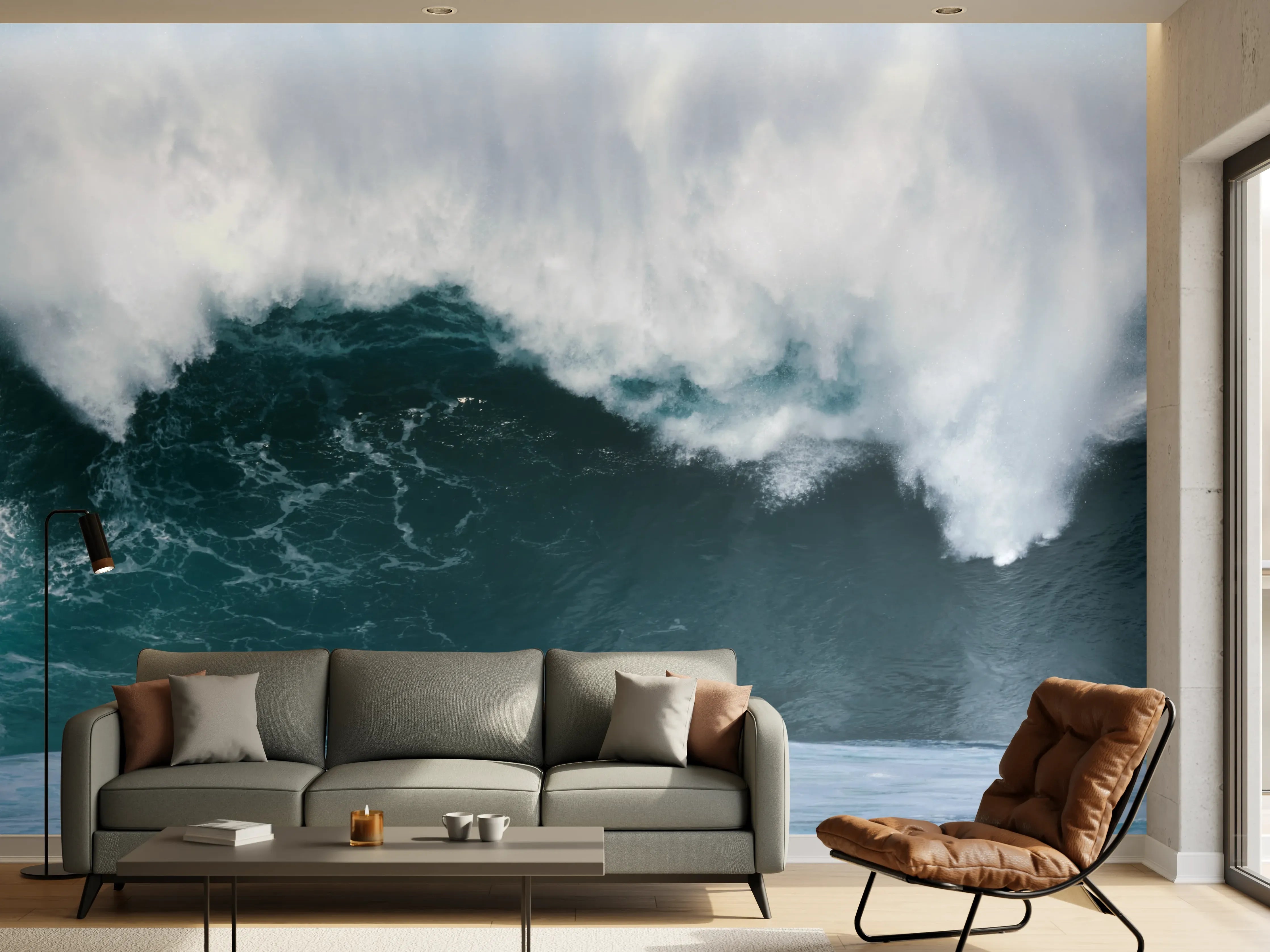 Wandverkleidung Wohnzimmer - Große Welle im Ozean