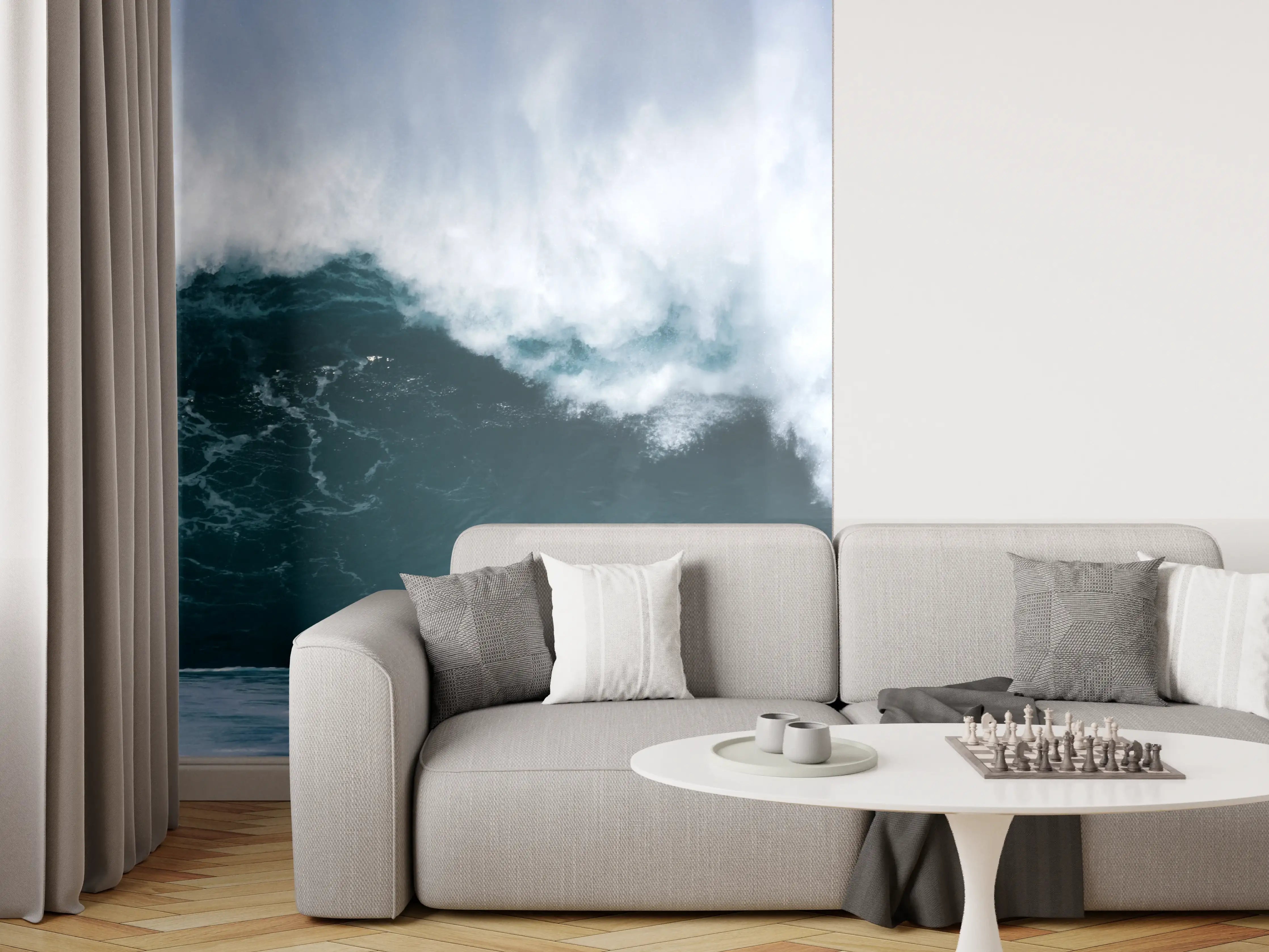 Wandverkleidung Wohnzimmer - Große Welle im Ozean
