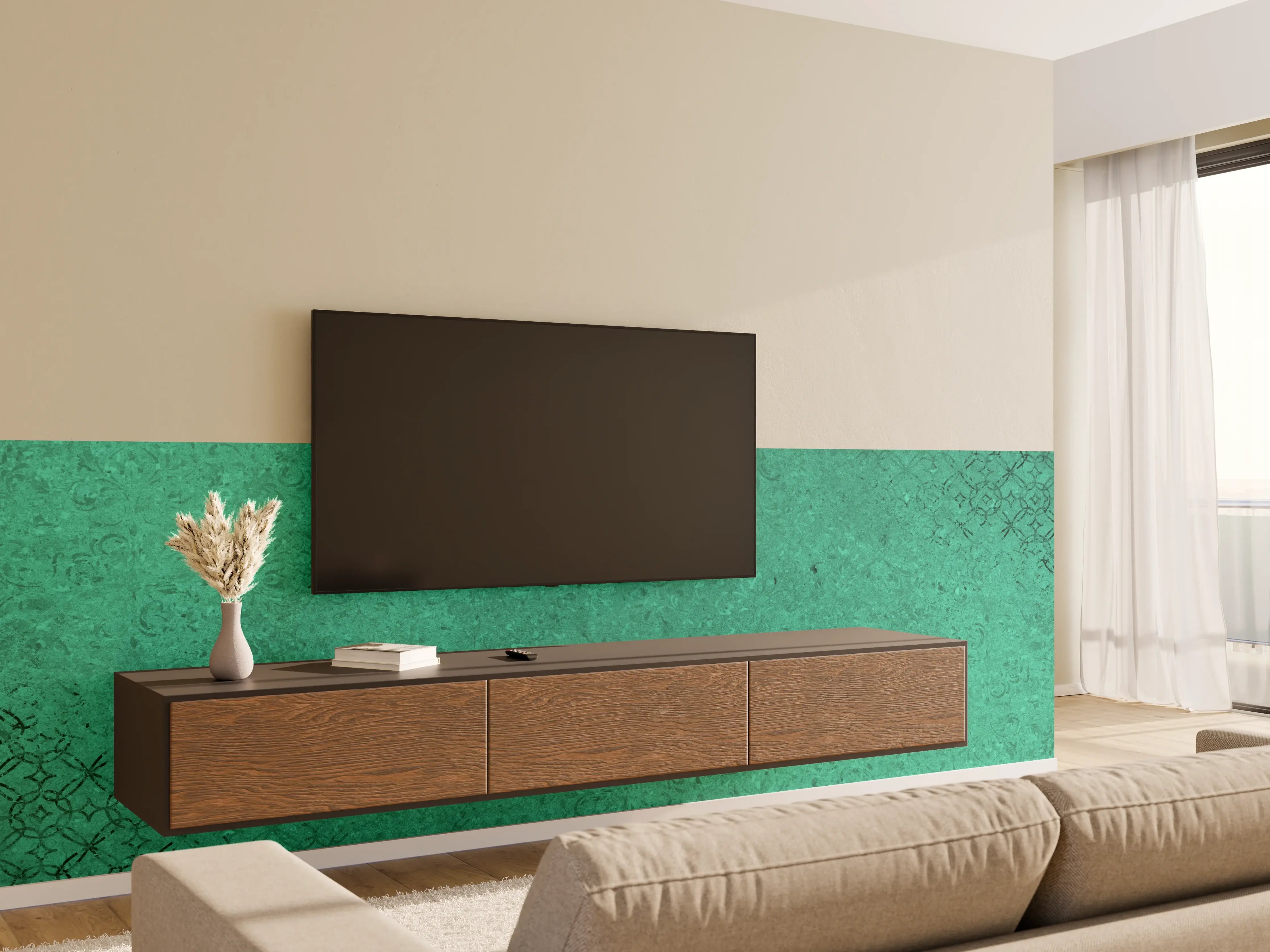 Wandverkleidung Wohnzimmer - Grün Vintage Wandtextur