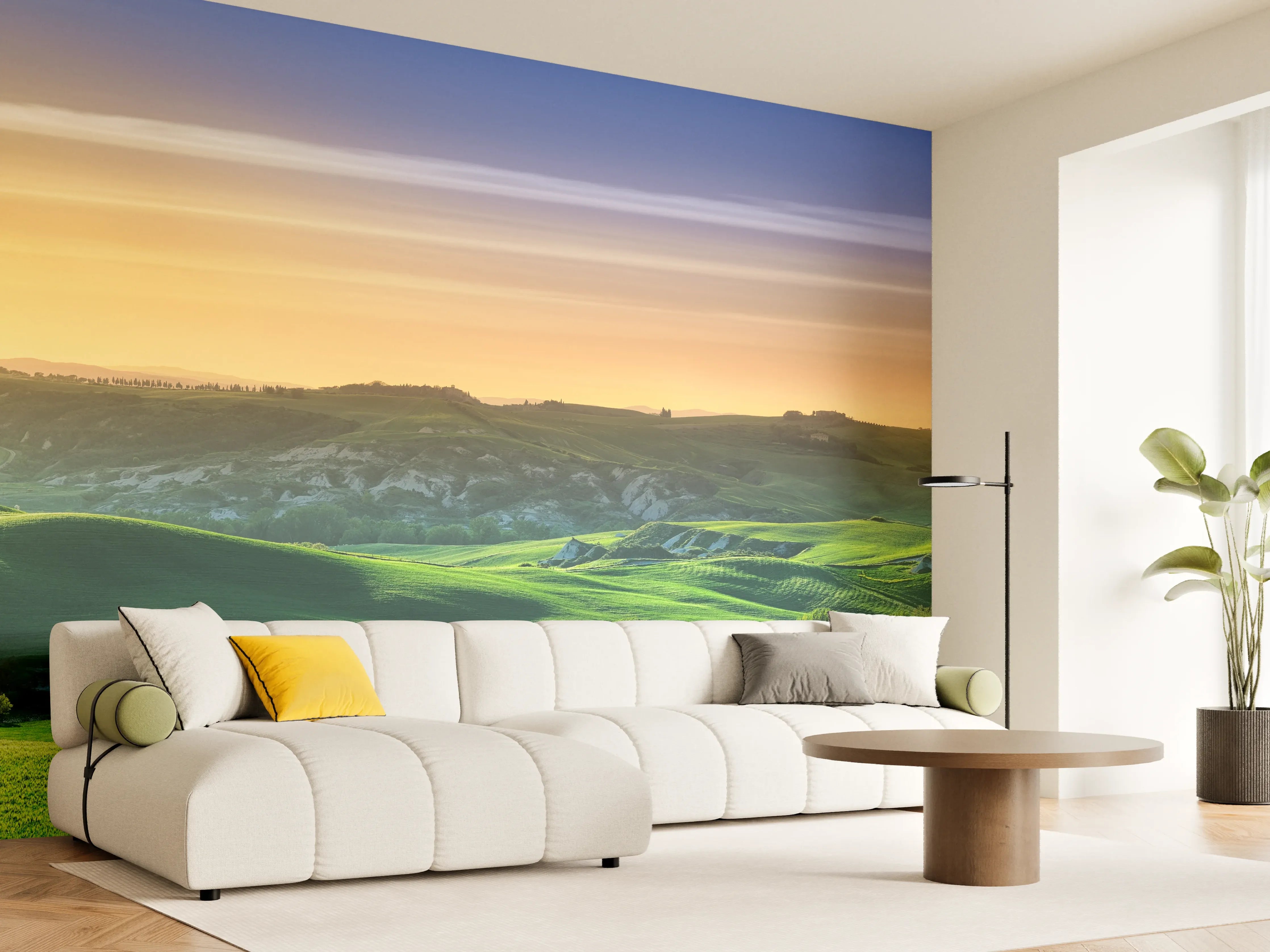 Wandverkleidung Wohnzimmer - Grüne Toskana Panorama