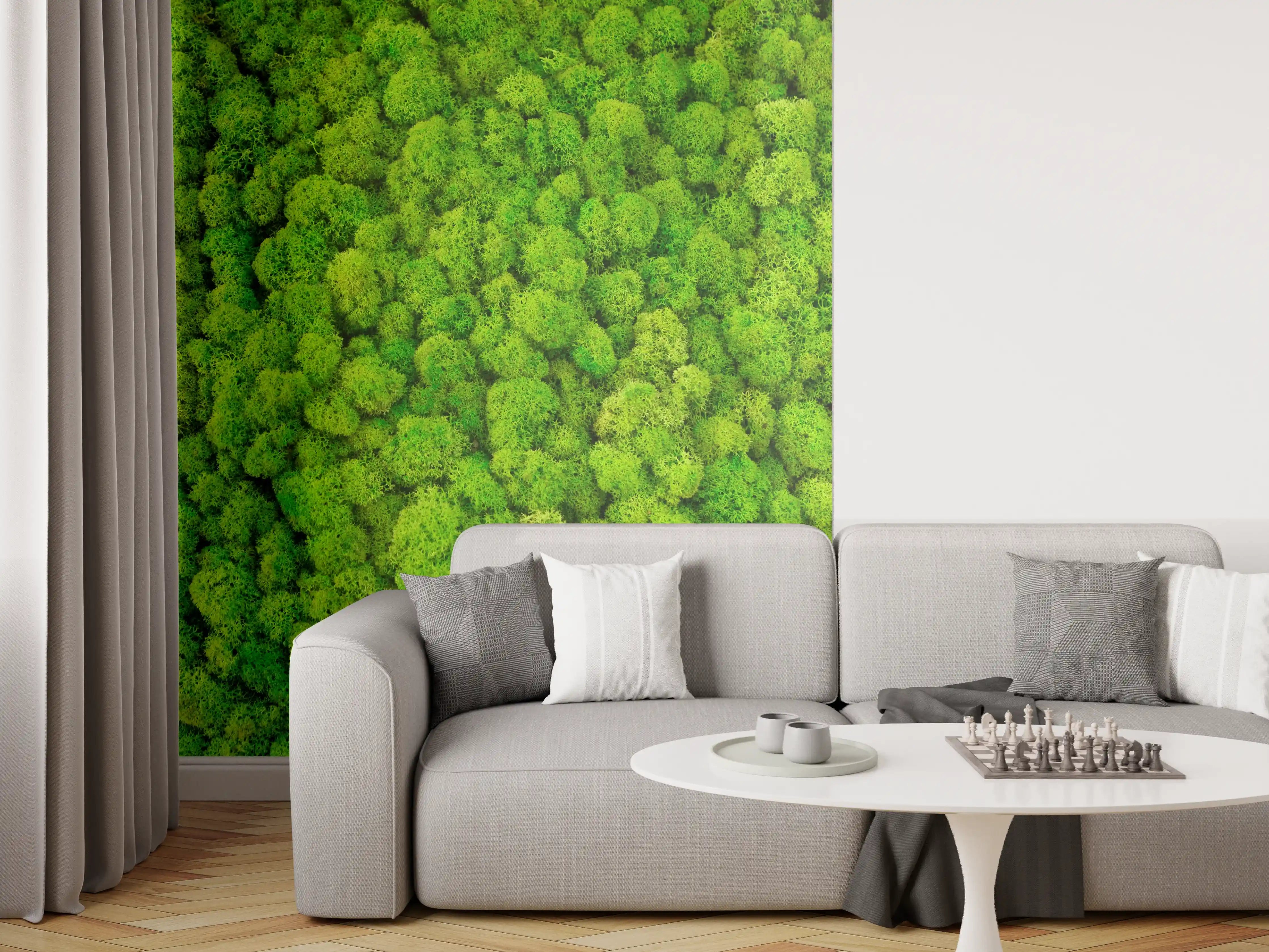 Wandverkleidung Wohnzimmer - Grüner Waldteppich von oben
