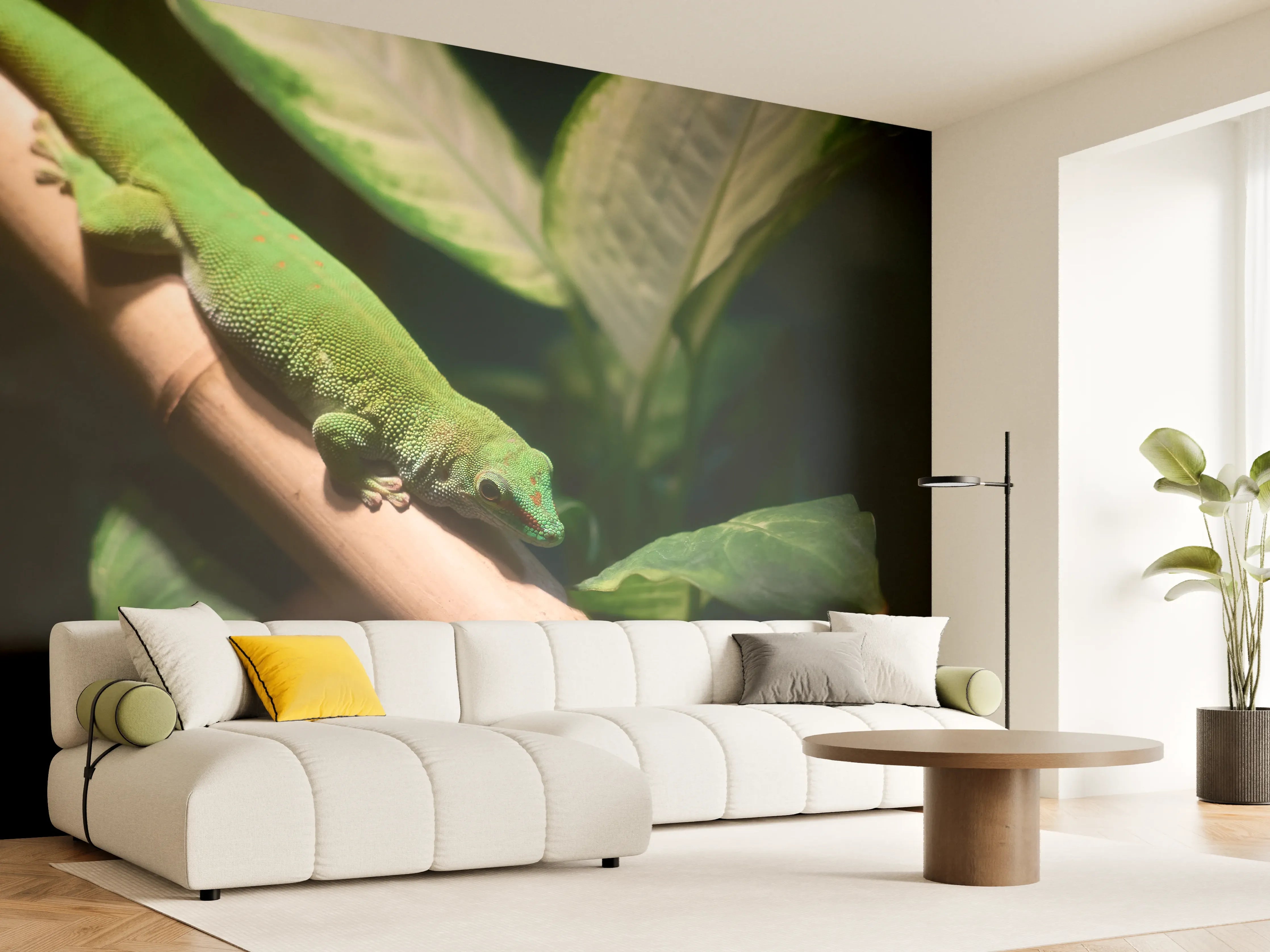 Wandverkleidung Wohnzimmer - Grünliche Eidechse