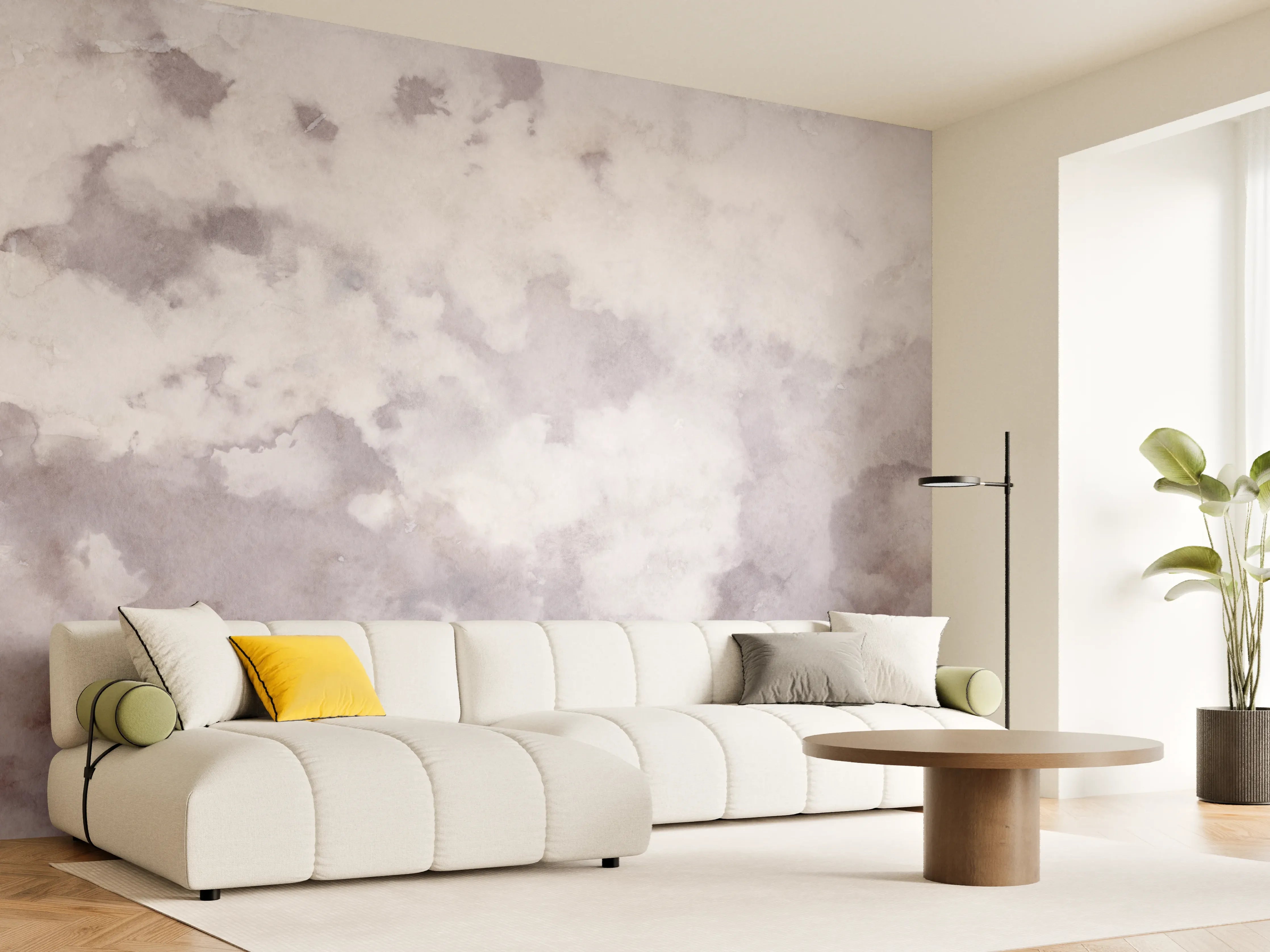Wandverkleidung Wohnzimmer - Grunges Design - Aquarellmalerei