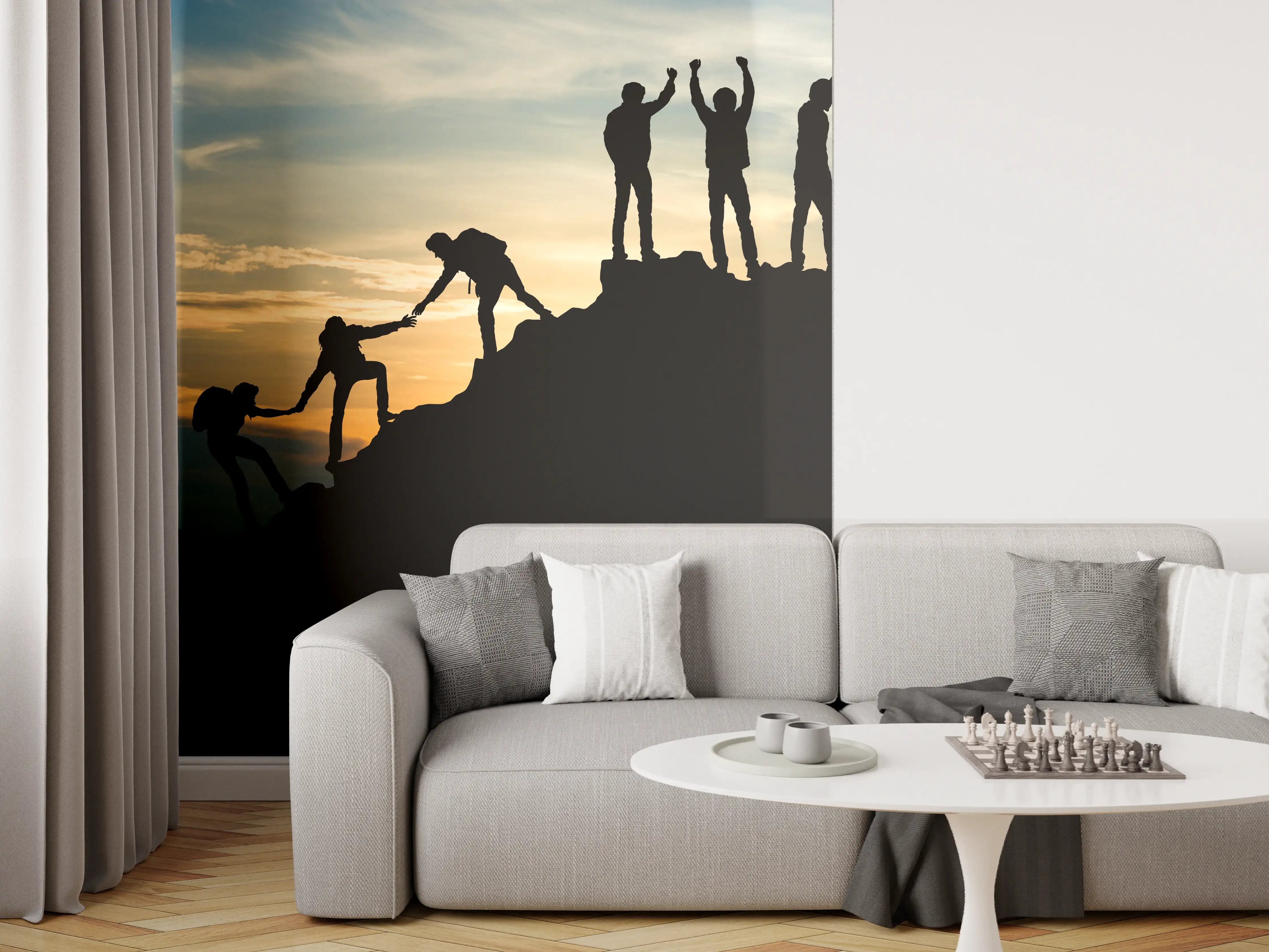 Wandverkleidung Wohnzimmer - Gruppe von Menschen auf dem Gipfel