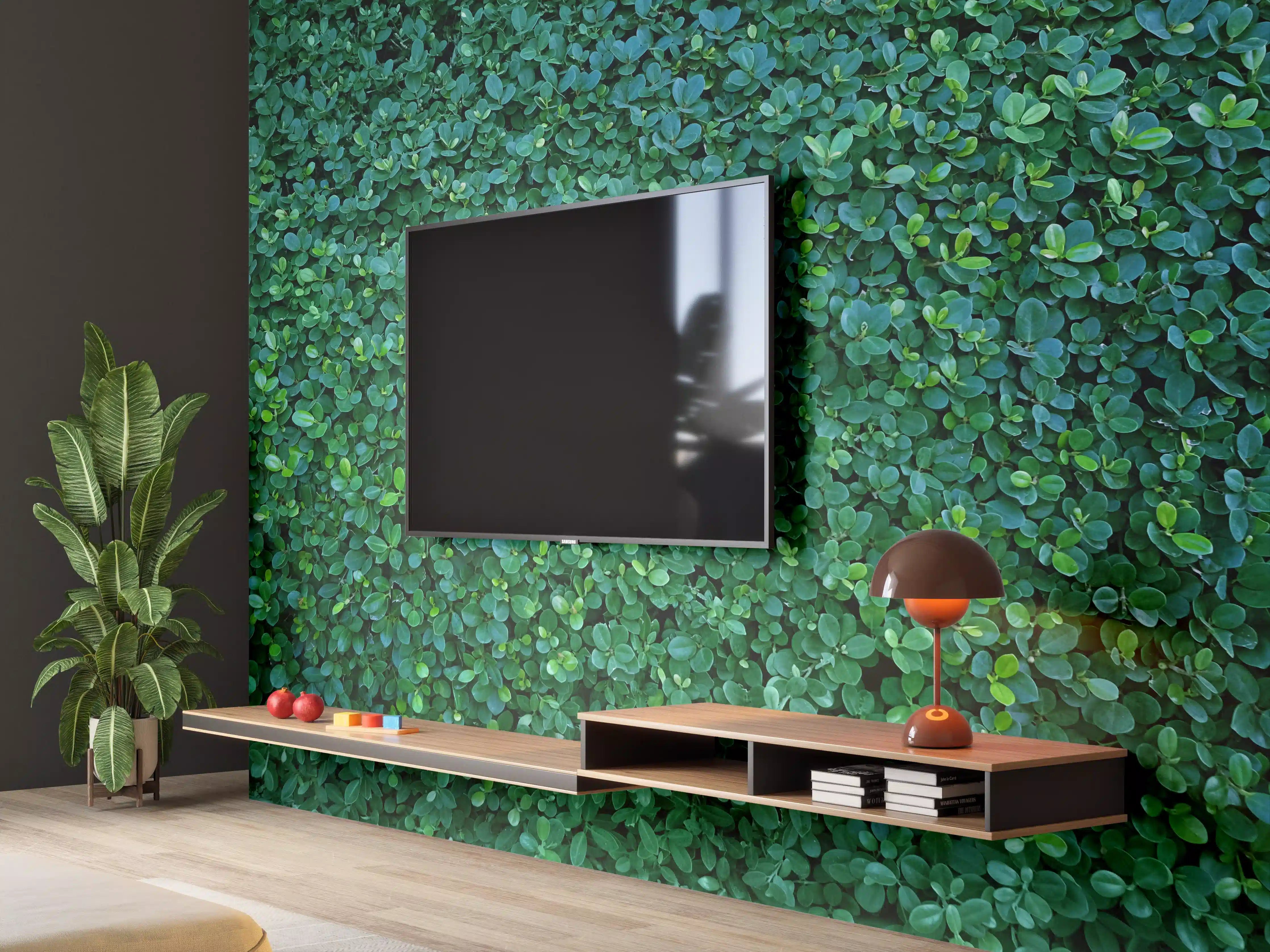 Wandverkleidung Wohnzimmer - Hände, die eine Pflanze gießen