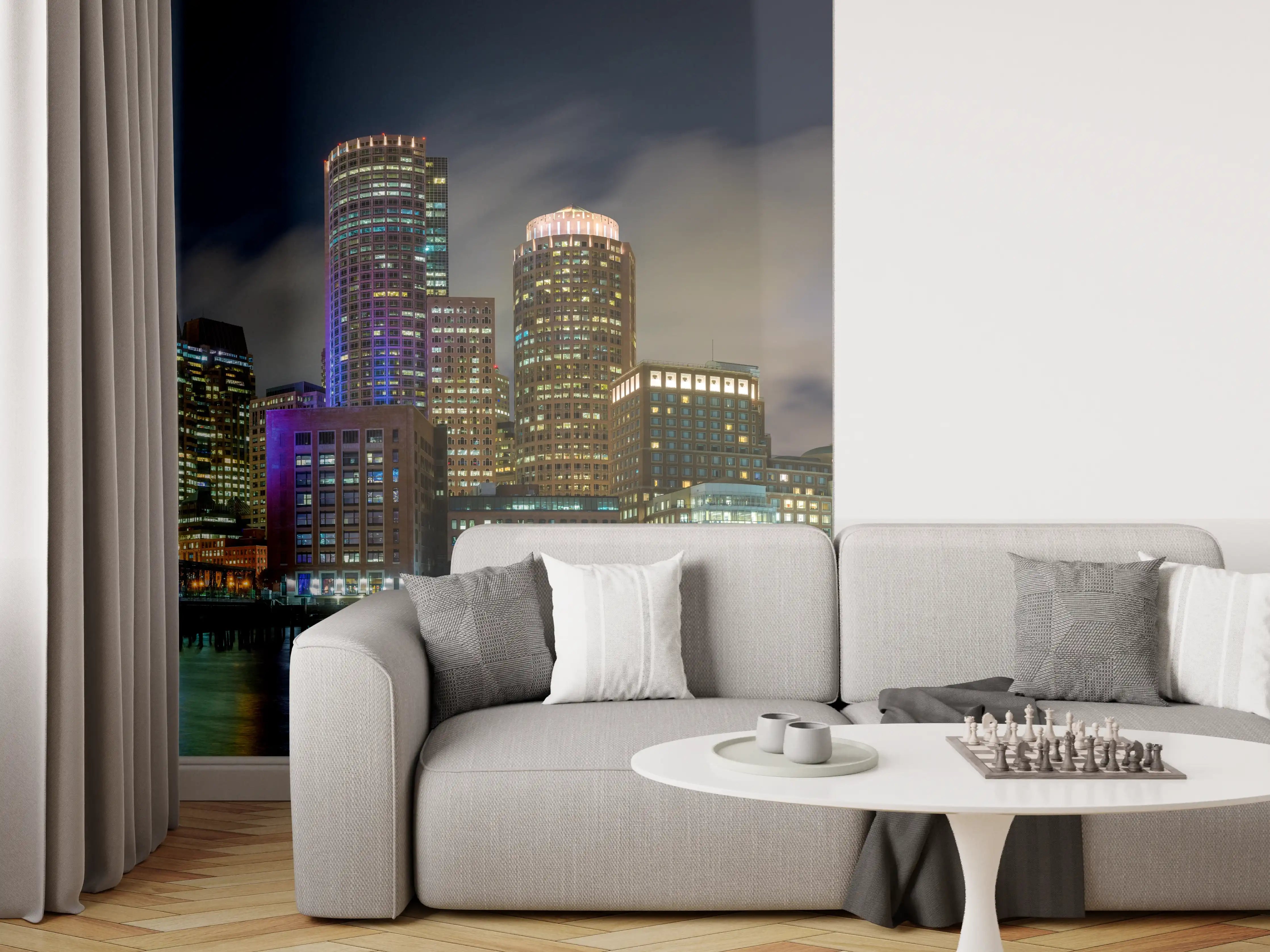 Wandverkleidung Wohnzimmer - Hafen von Boston