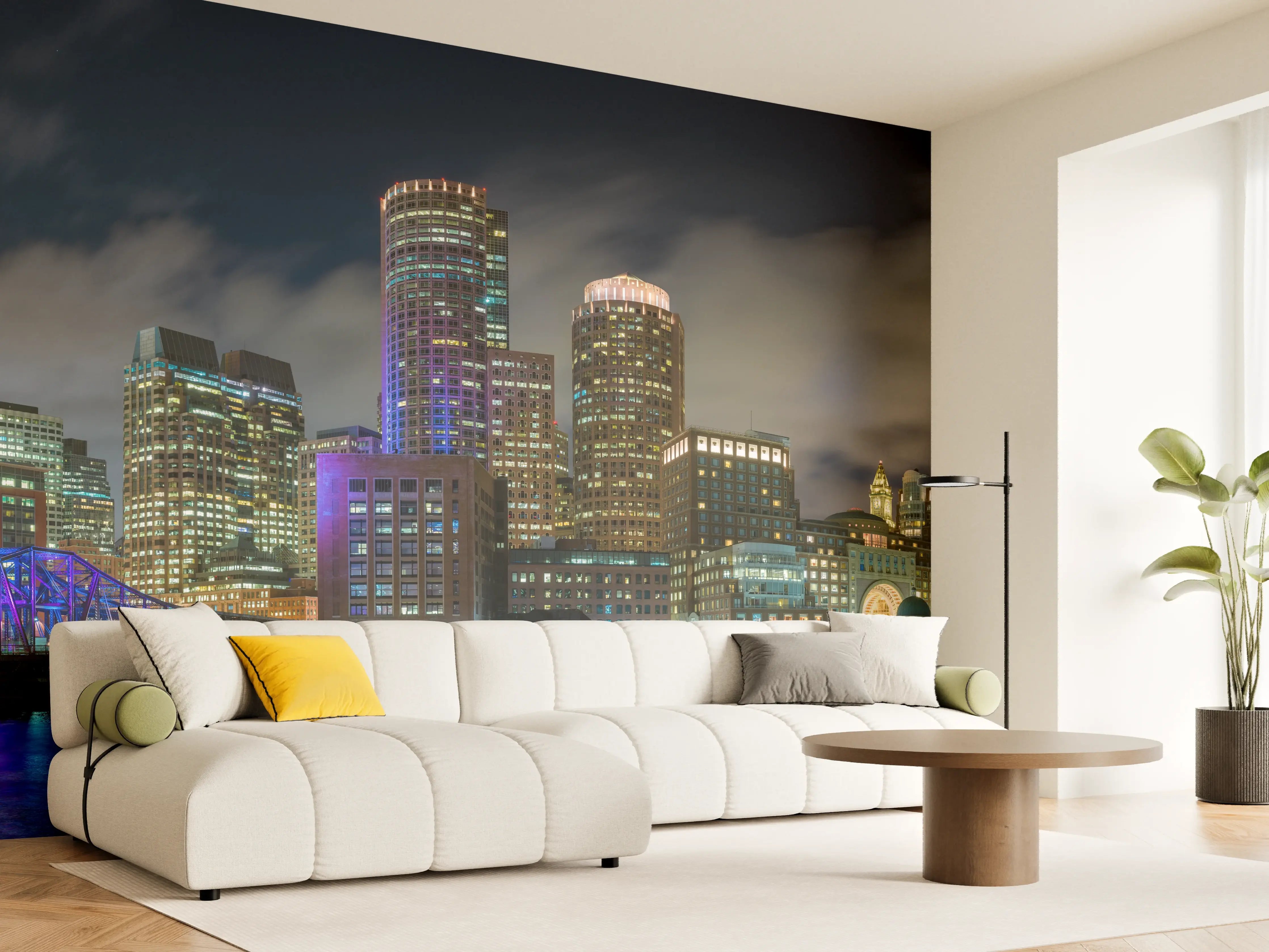 Wandverkleidung Wohnzimmer - Hafen von Boston