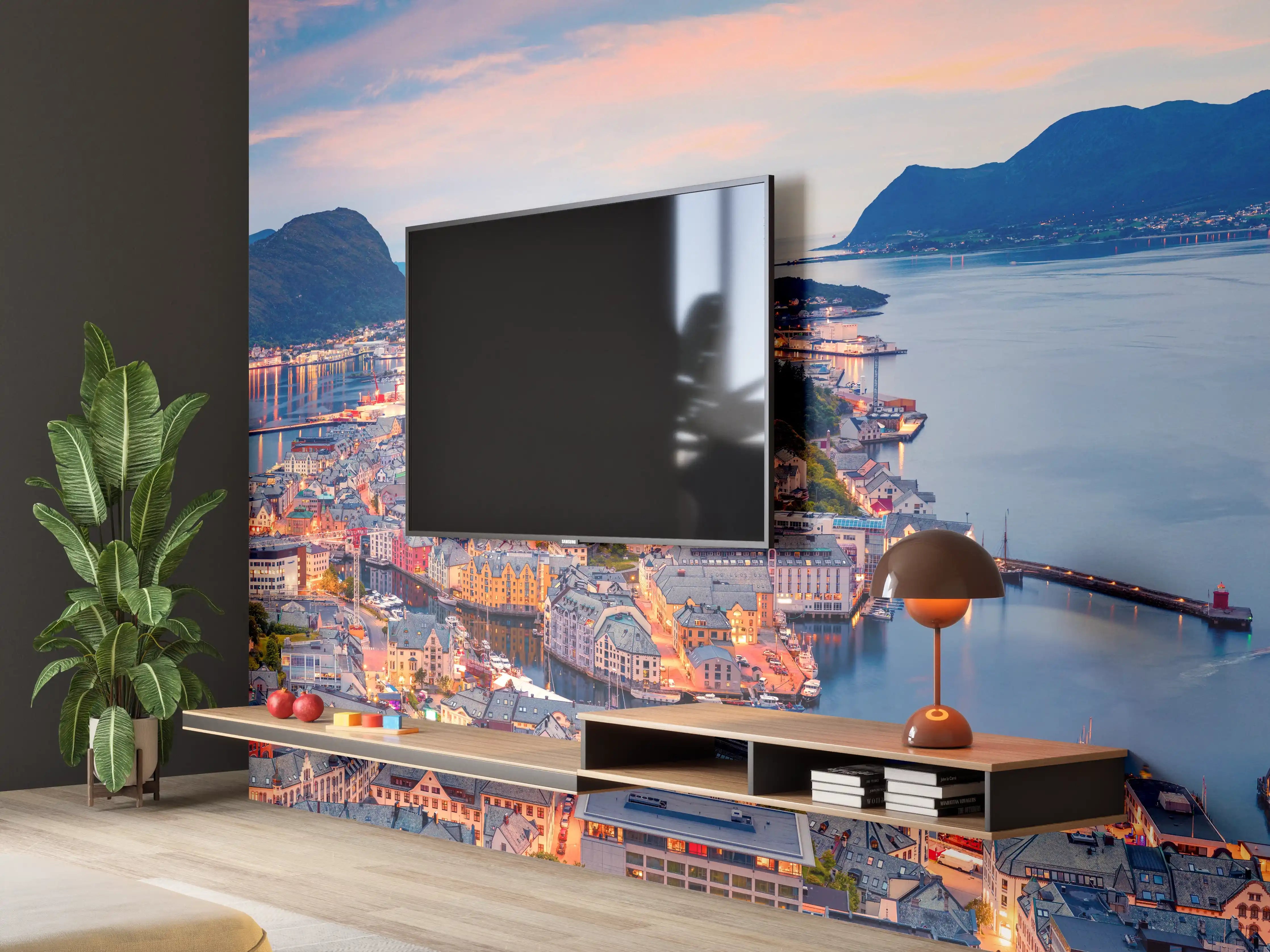 Wandverkleidung Wohnzimmer - Hafenstadt Alesund