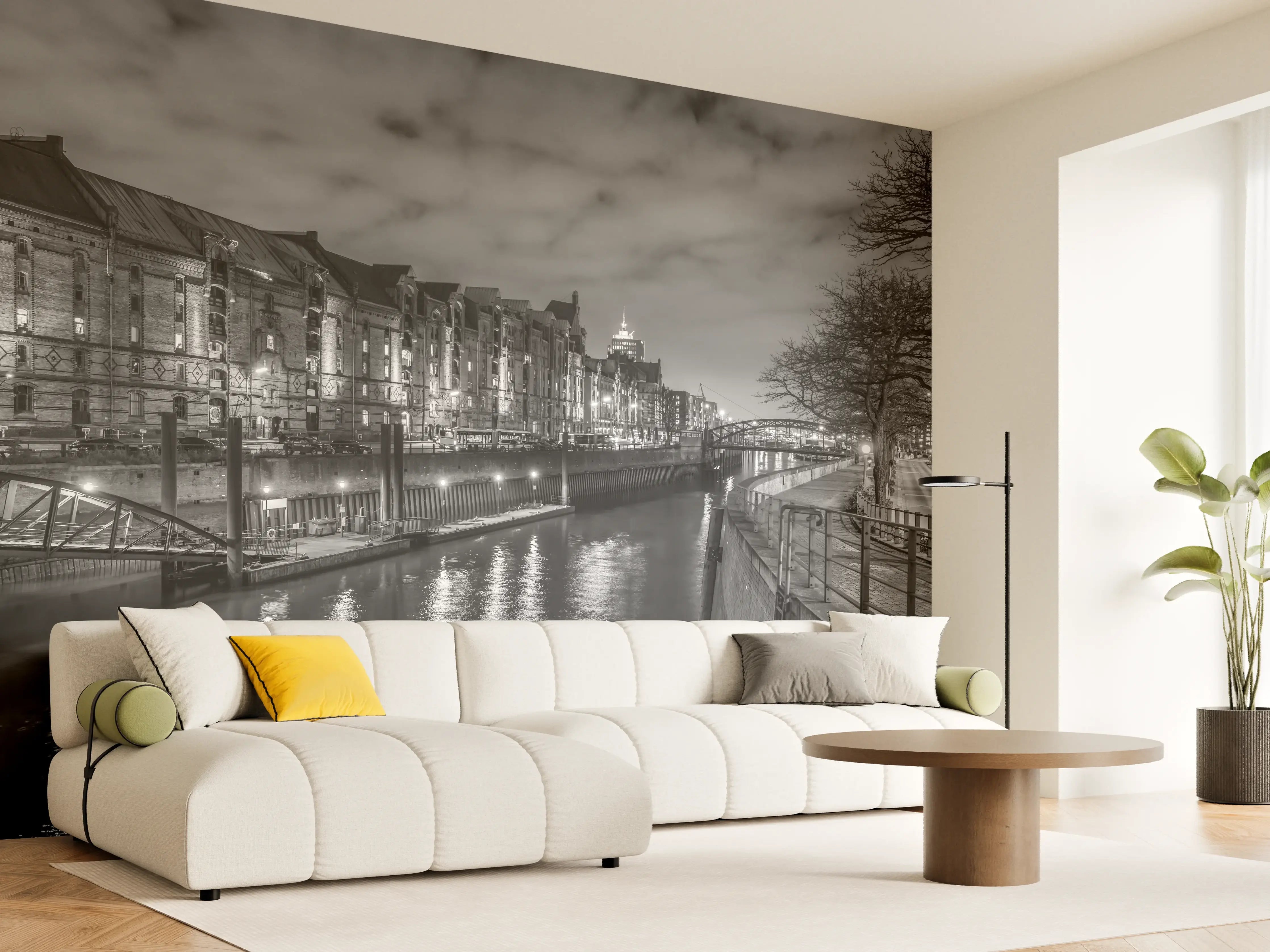 Wandverkleidung Wohnzimmer - Hamburg Nacht