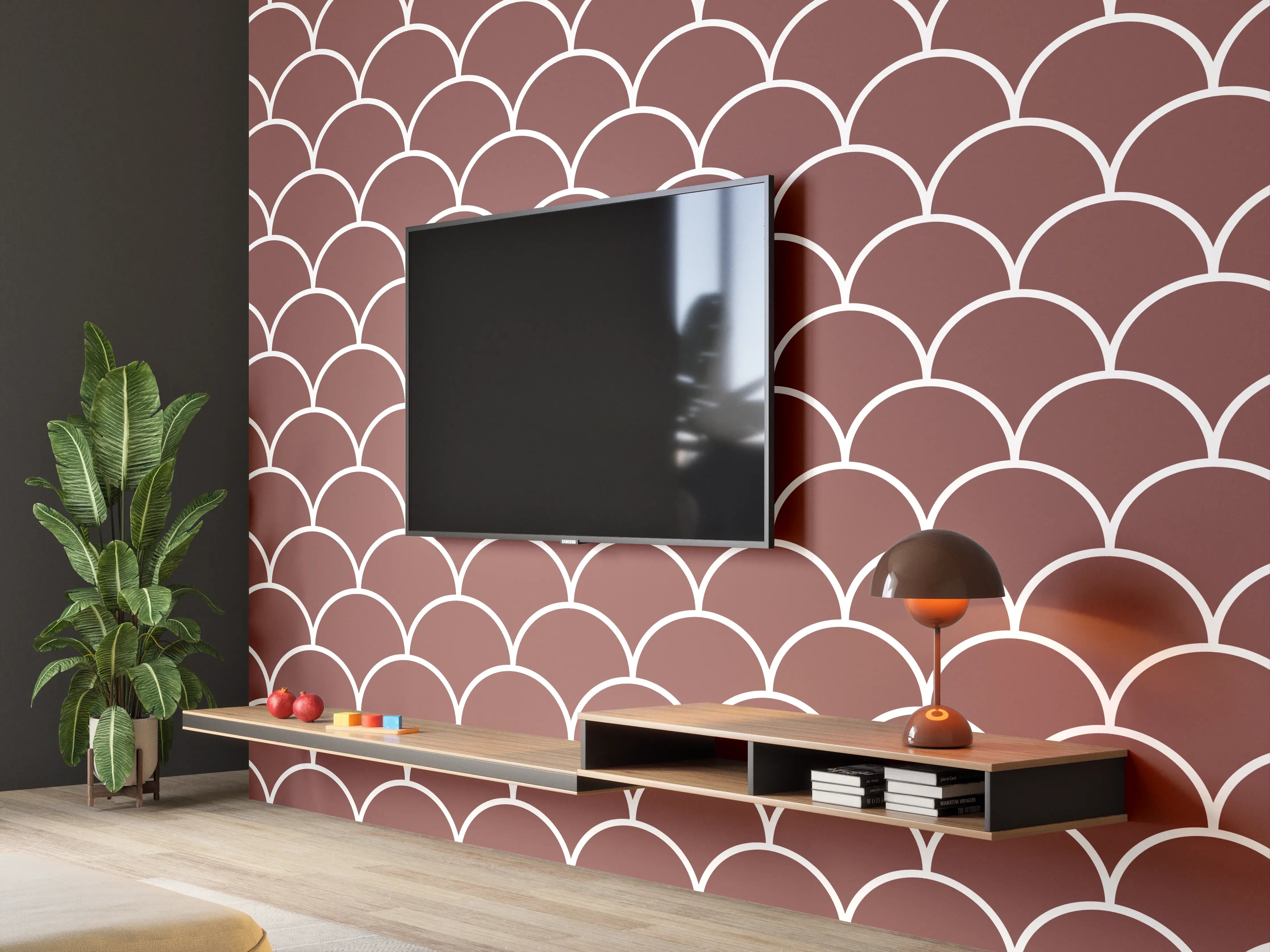 Wandverkleidung Wohnzimmer - Harmonisierende Rosarote Mustertapete
