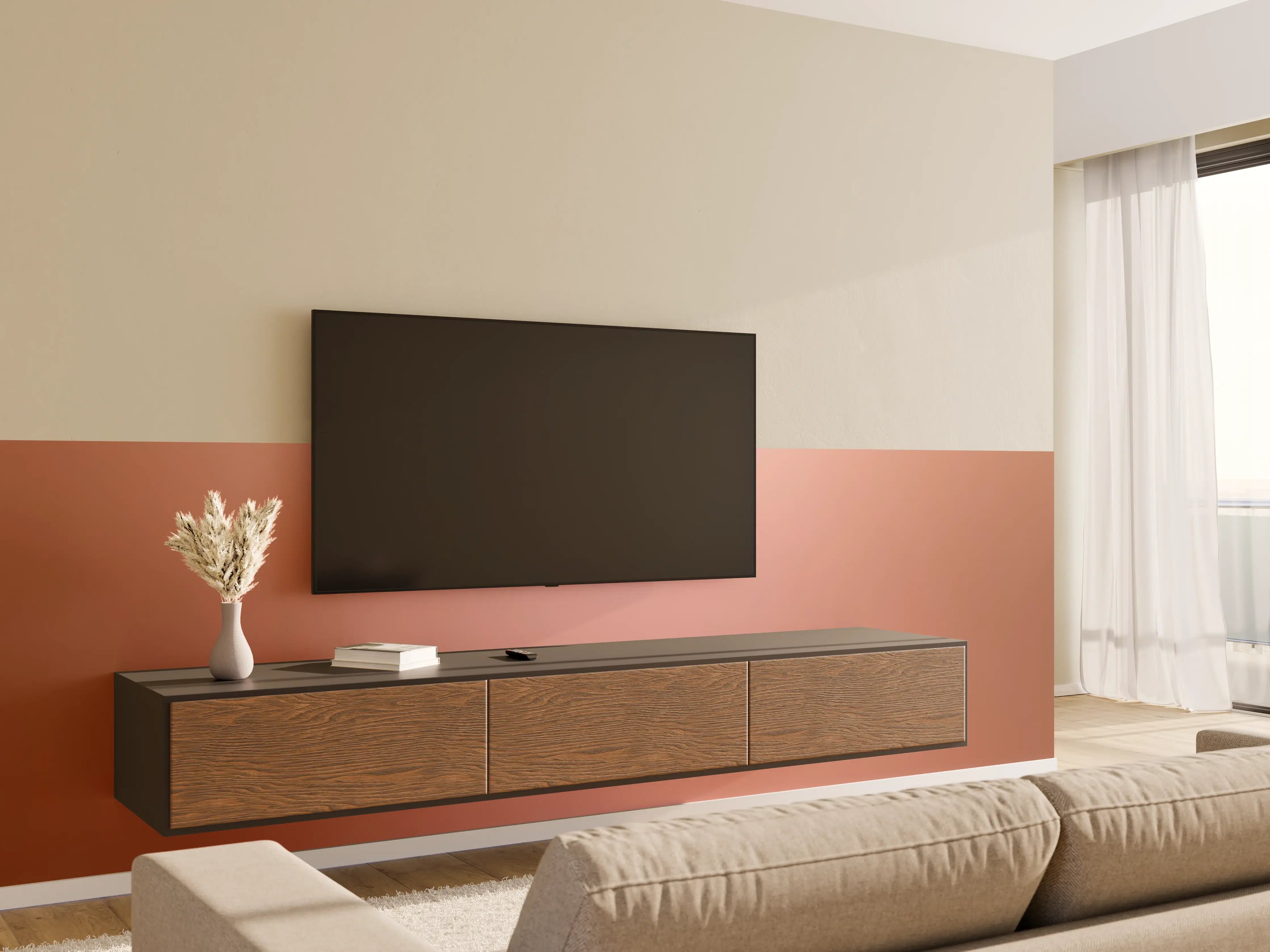 Wandverkleidung Wohnzimmer - Hautfarbene Nahaufnahme