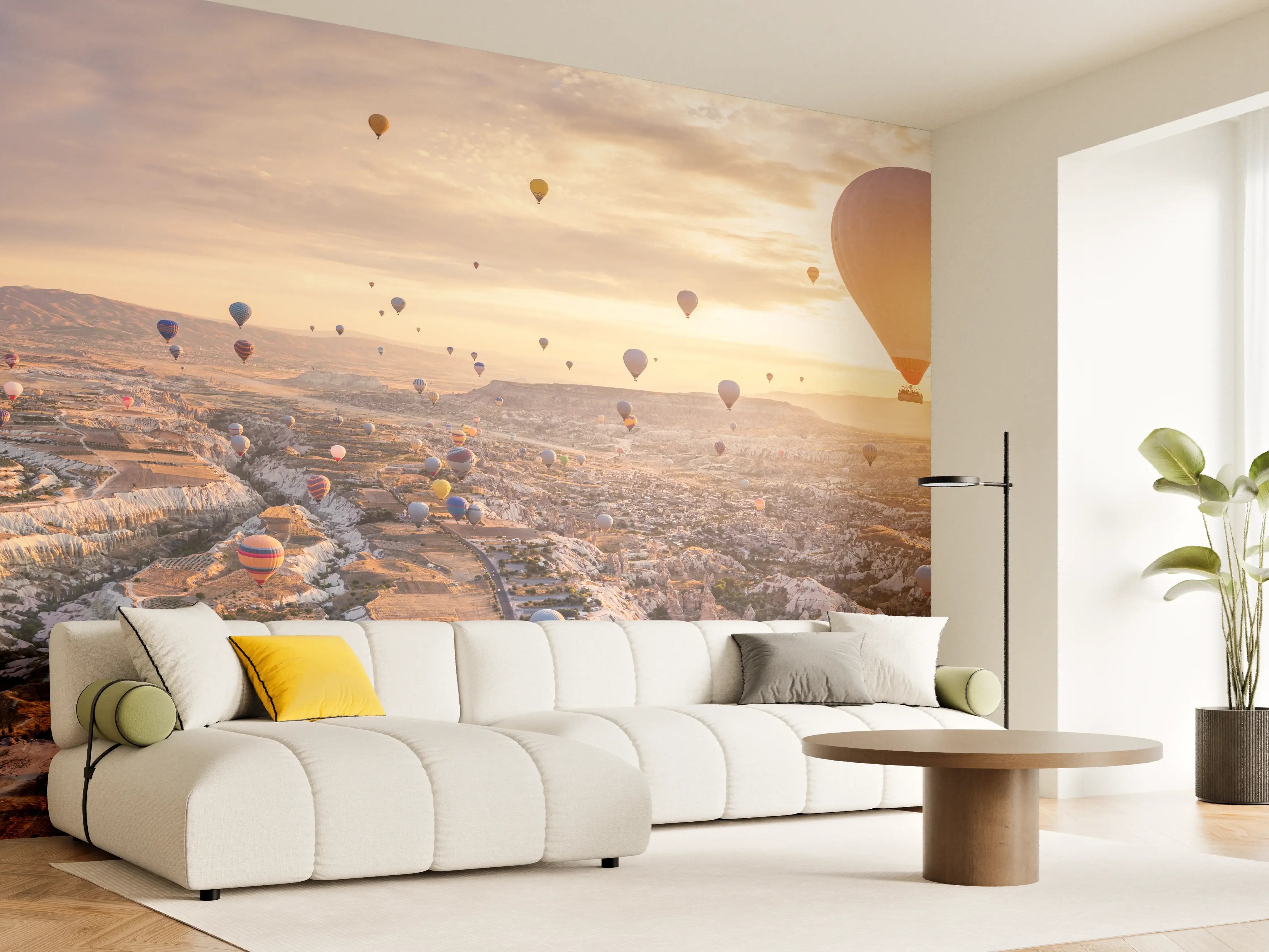 Wandverkleidung Wohnzimmer - Heißluftballons über Göreme-Türkei